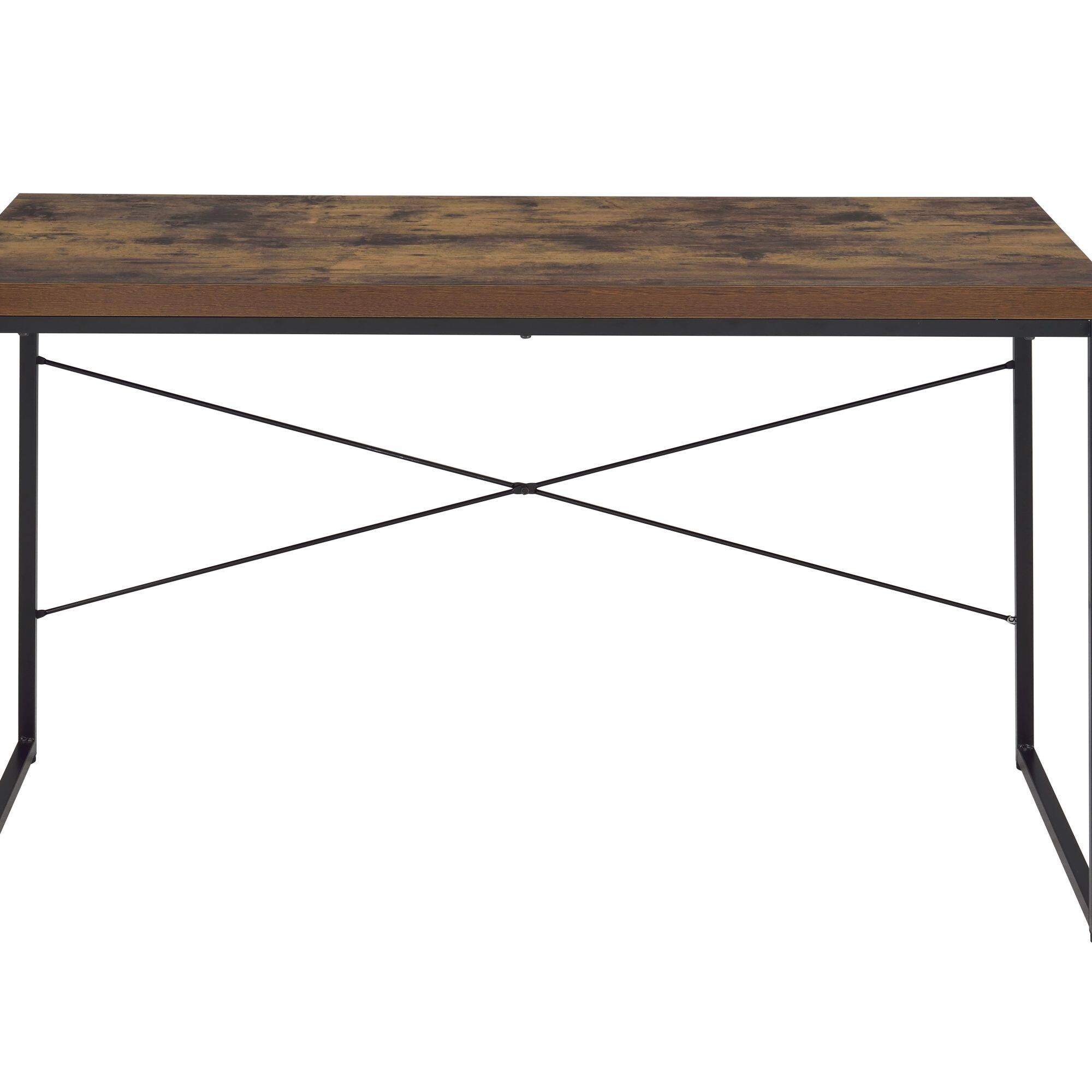 Left. GOODSILO - Modern Weathered Oak Finish Rectangular Writing Desk with Black Metal Legs, Sturdy Work Table for Home Office - Oak.