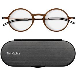 ThinOptics - Manhattan 1.5 Strength Reading Glasses with Milano Case - Brown
