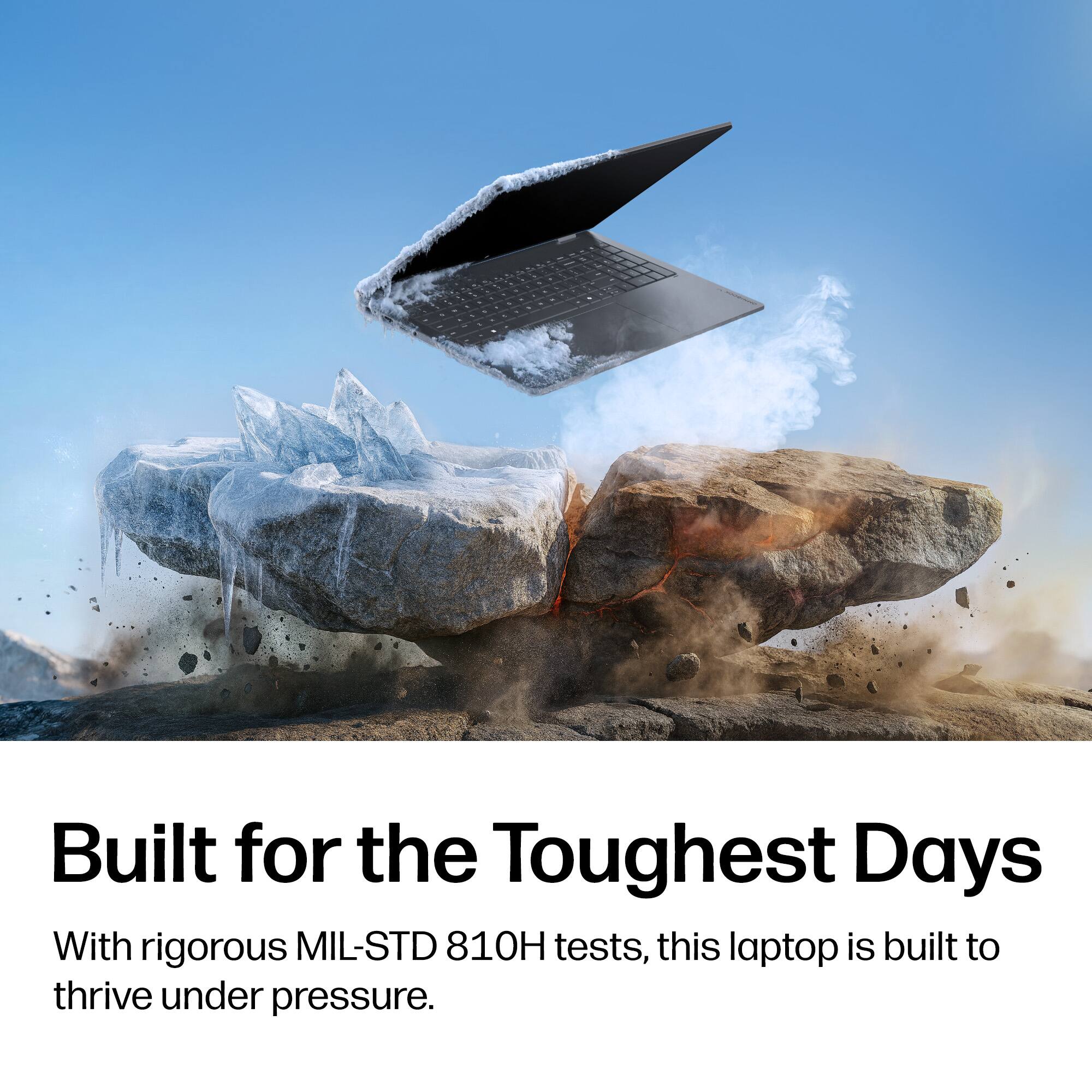 Built for the Toughest Days

With rigorous MIL-STD 810H tests, this laptop is built to thrive under pressure.