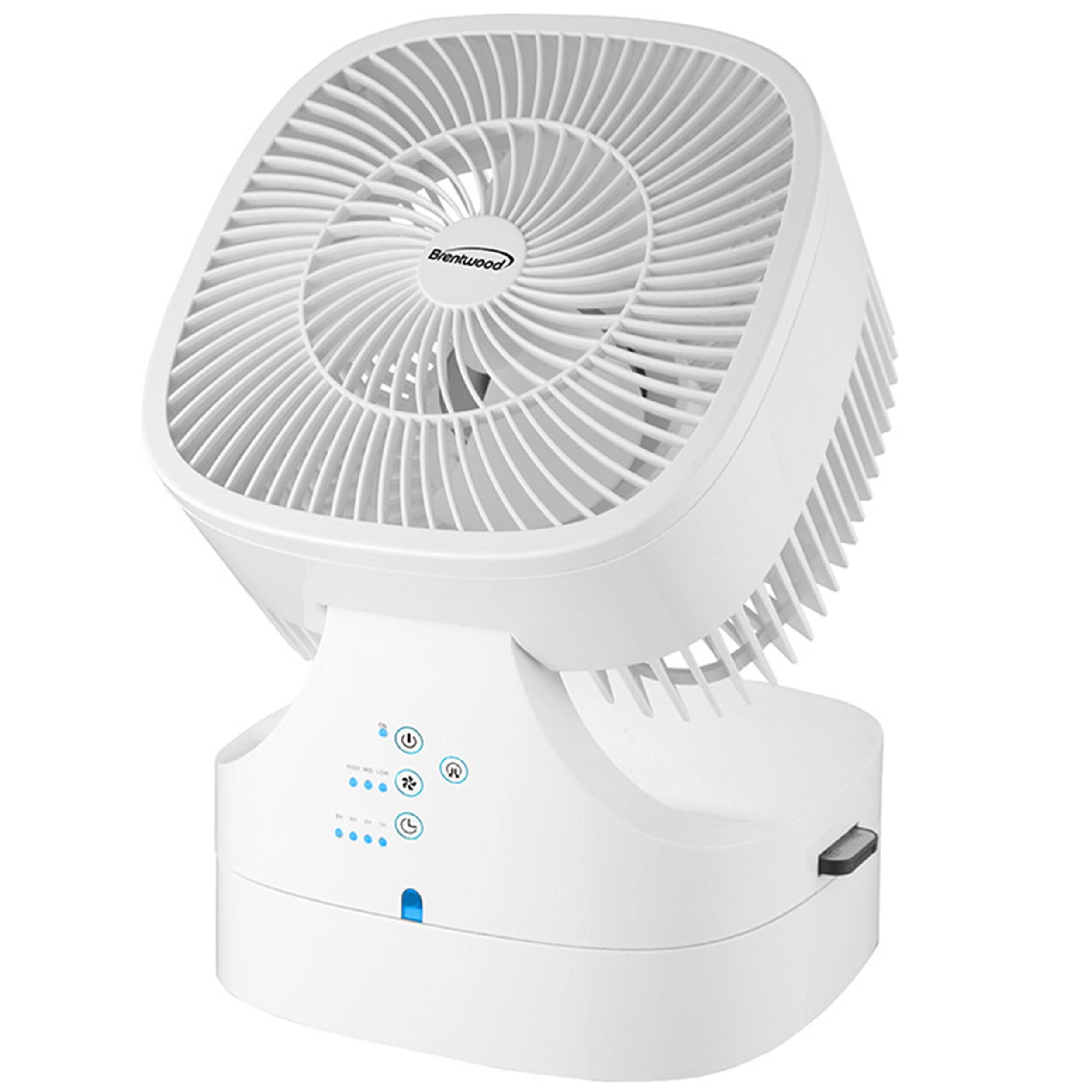 Front. Brentwood - Brentwood 8 Inch Three Speed Oscillating Desktop Fan with Remote Control in White - White.
