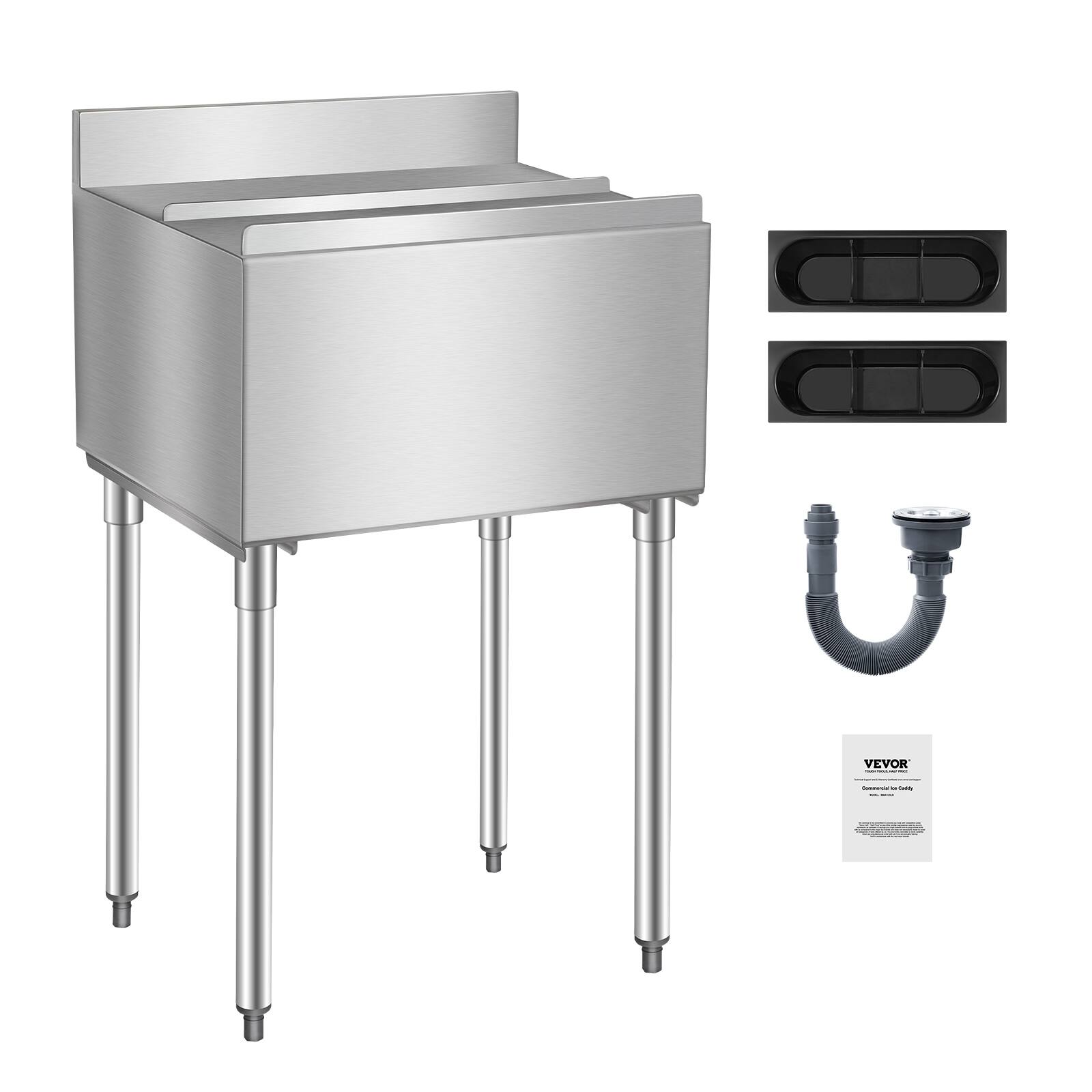 Alt View 5. VEVOR - Commercial Ice Bin, 61 L Underbar Ice Bin, 24 x 19 x 37 in Stainless Steel Ice Chest with Sliding Lid, Bottle Holders - stainless steel color.