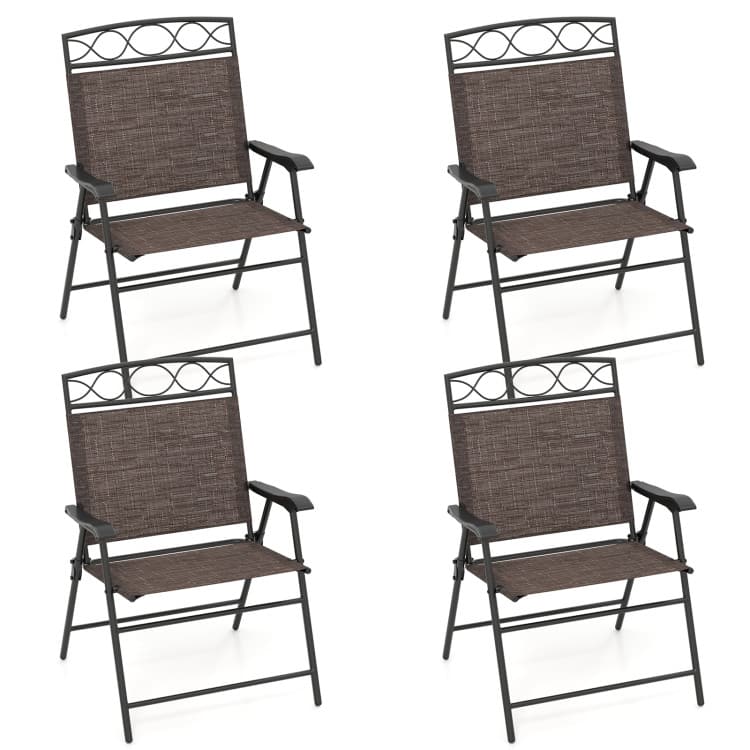 SlickBlue - Patio Dining Chairs Set of Four, Folding Design with Armrests - Brown