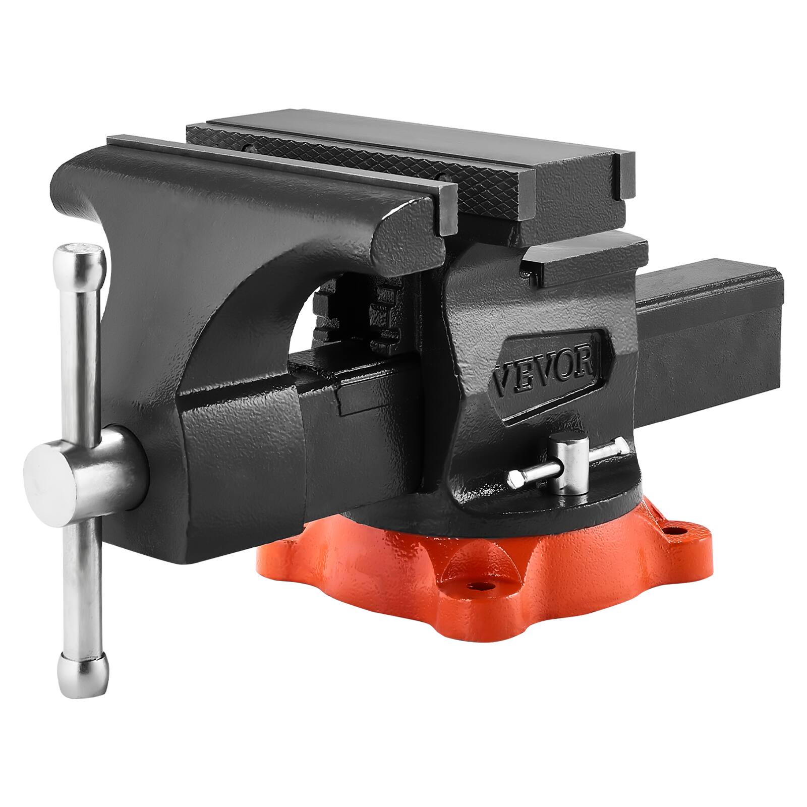 Alt View 5. VEVOR - Bench Vise, 8" Jaw Width, 8" Max Jaw Opening Multipurpose Vise with 360° Swivel Locking Base, 3.7" Throat Depth - Black.