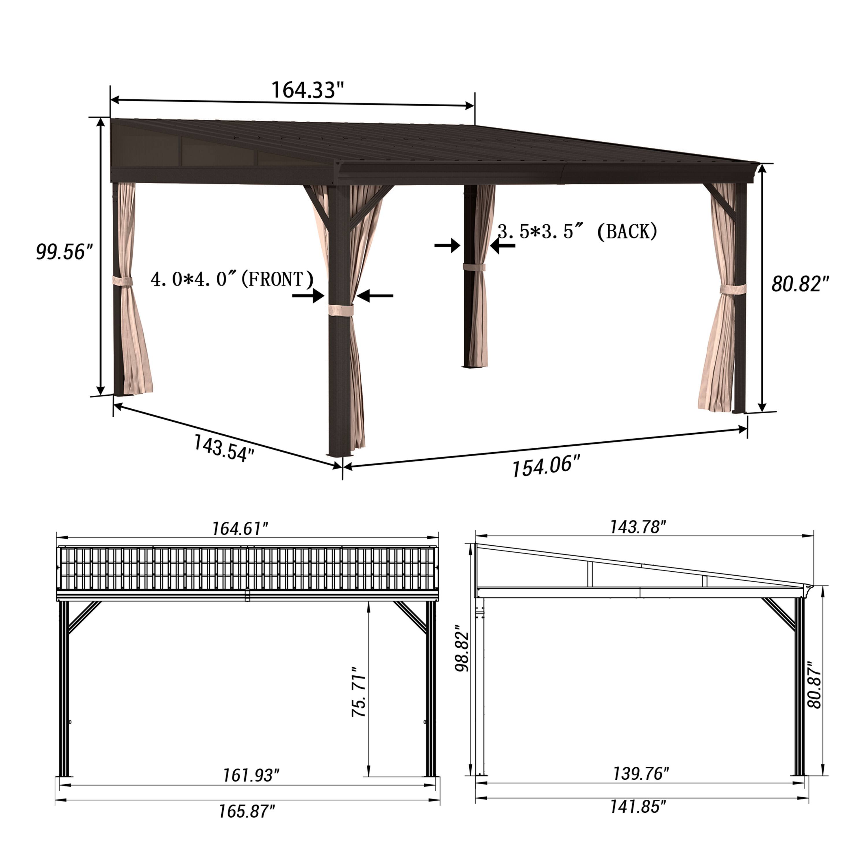 164.33"  
99.56"  
4.0*4.0" (FRONT)  
3.5*3.5" (BACK)  
80.82"  
143.54"  
154.06"  
164.61"  
143.78"  
71"  
75"  
98.82"  
80.87"  
161.93"  
139.76"  
165.87"  
141.85"