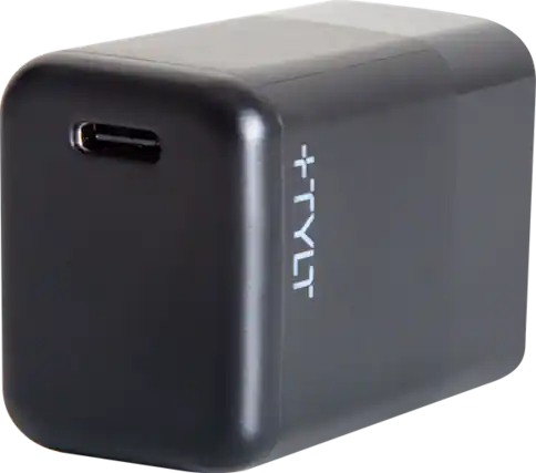 Front. TYLT - Tylt Full Speed 30W Charger USB-C Power Delivery Charger with Lightning Cable Black - Black.