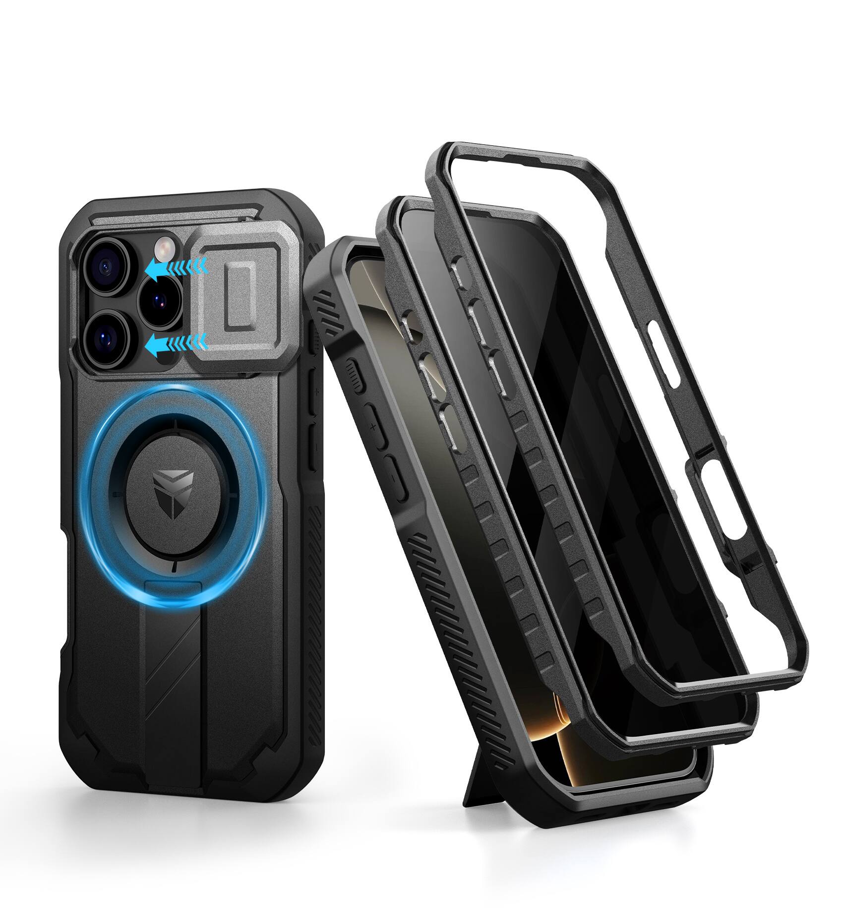 Angle. dexnor - Case for iPhone 16 Pro with Privacy Screen Protector Compatible with MagSafe Rugged Bumper  Magnetic Protective Cover - Privacy Black.