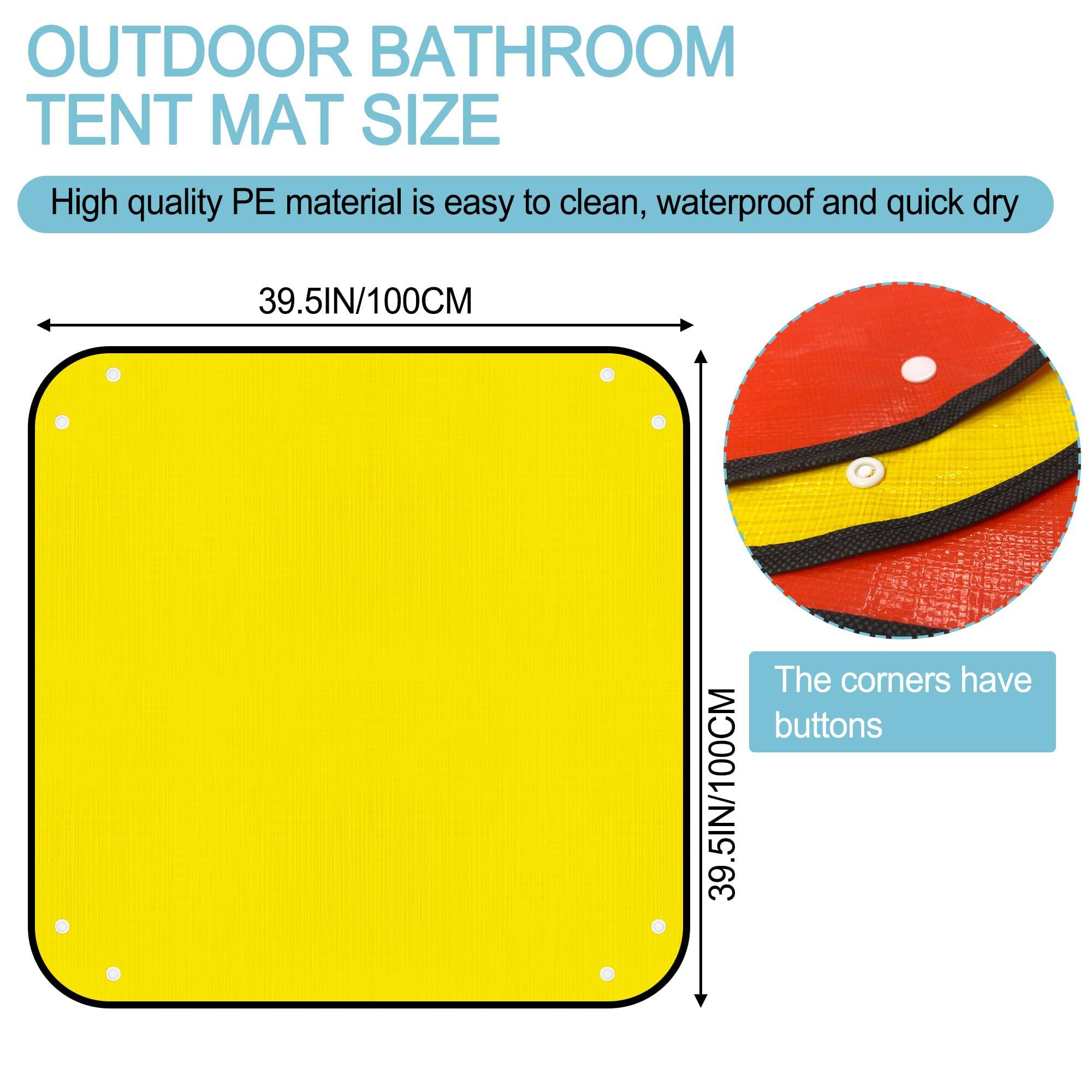 OUTDOOR BATHROOM TENT MAT SIZE

High quality PE material is easy to clean, waterproof and quick dry.

39.5IN/100CM

The corners have buttons

39.5IN/100CM