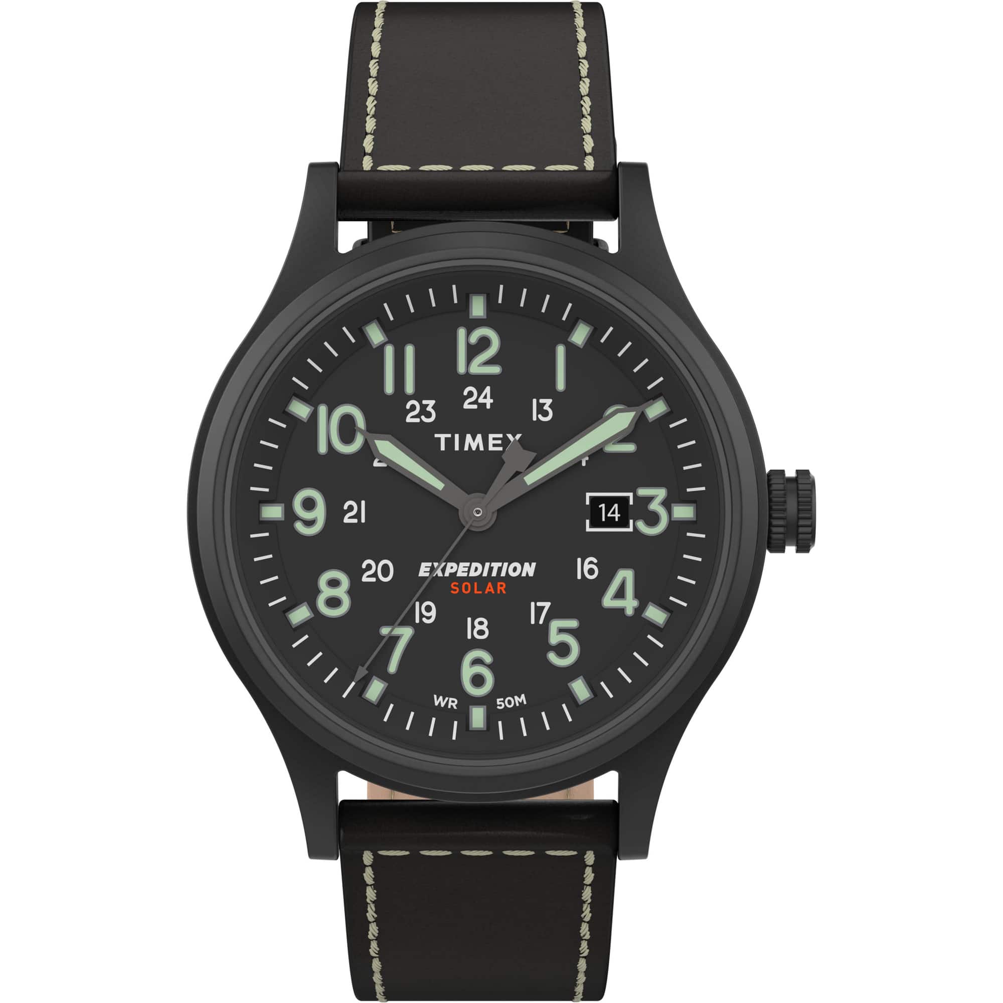 Front. Timex - Timex Men's Expedition Scout Solar 40mm Watch - Black.