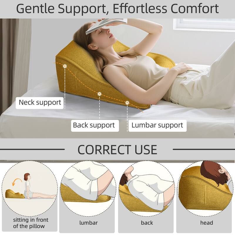 Gentle Support, Effortless Comfort

- Neck support
- Back support
- Lumbar support

CORRECT USE

- sitting in front of the pillow
- lumbar
- back
- head