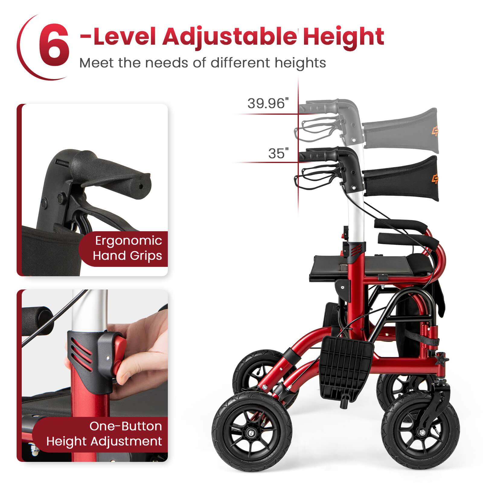 6 - Level Adjustable Height
Meet the needs of different heights
39.96"
35"
Ergonomic Hand Grips
One-Button Height Adjustment