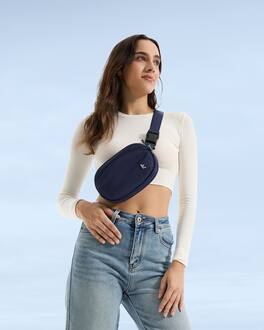 tomtoc - SlingBean-T32 1.5L Sling Bag with RFID Blocking, Belt Bag Fanny Pack Waist Bag Crossbody Bag for Travel, Everyday - Navy Blue