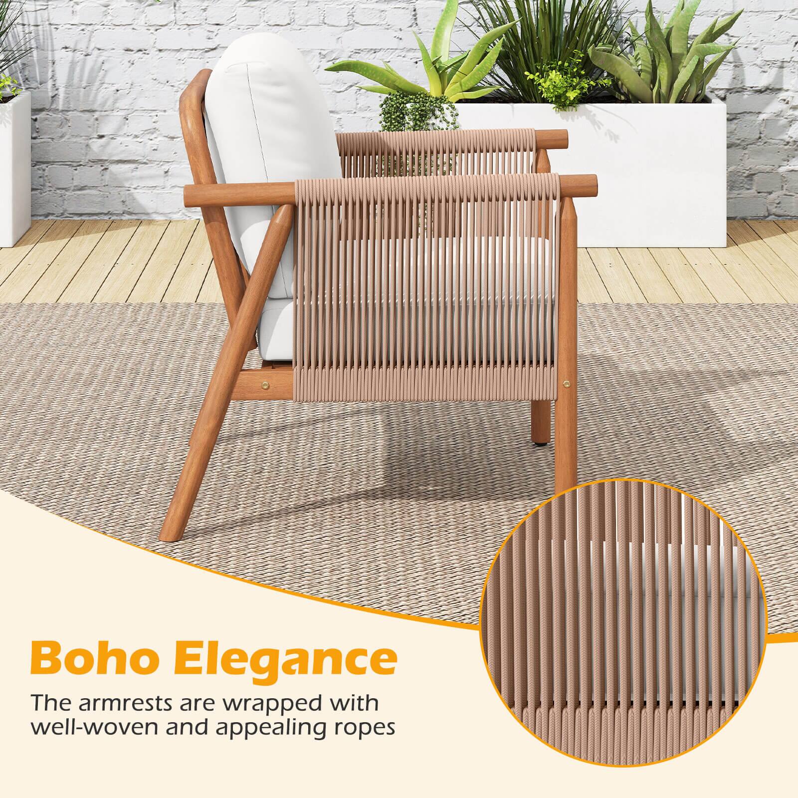 Boho Elegance

The armrests are wrapped with well-woven and appealing ropes