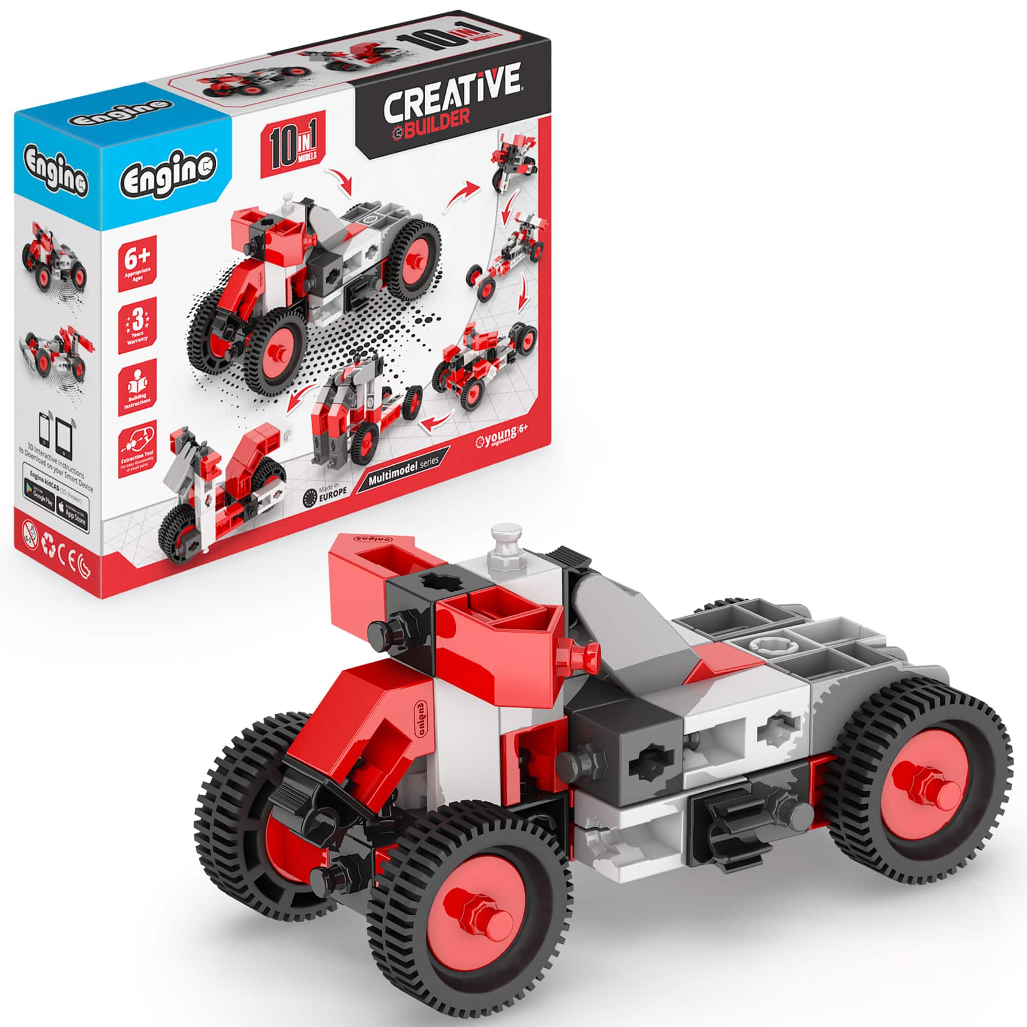 Engino - Engino: Creative Builder - 10-In-1 Multimodel Series, Toy Vehicles Brick Set - Multicolor