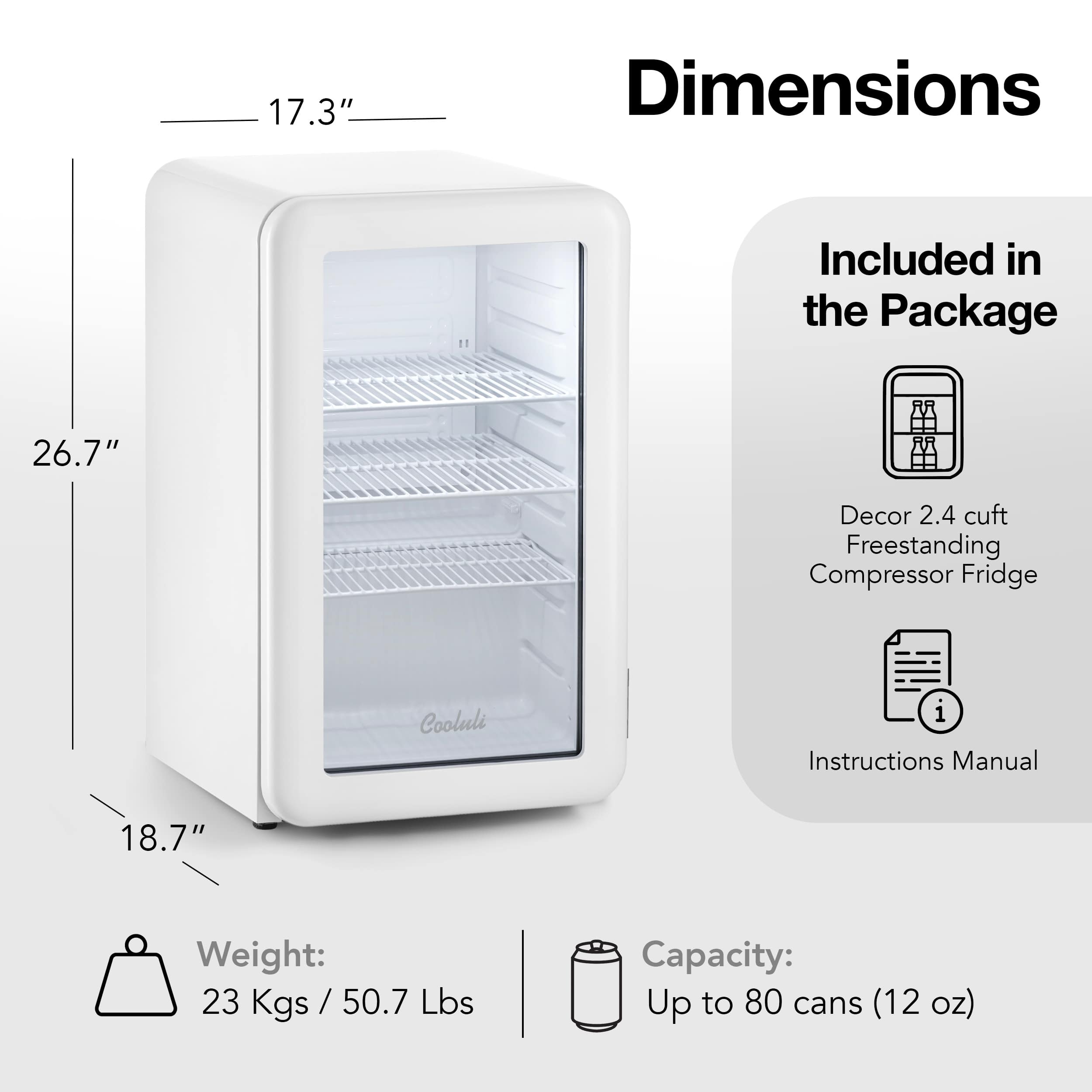 Cooluli Decor 2.4 CuFt Glass Door Beverage Cooler White CBCG2.4W Best Buy