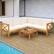Alt View 4. Costway - 6 PCS Acacia Wood Patio Furniture Set with Cushions and Coffee Table for Garden - Off White,Natural.