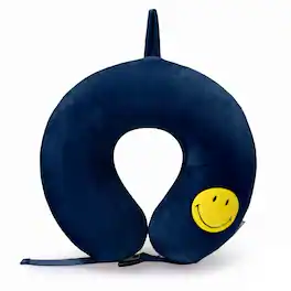 Smiley World - SMILEY Smiley Patch Marshmallow Memory Foam Travel Pillow - Navy