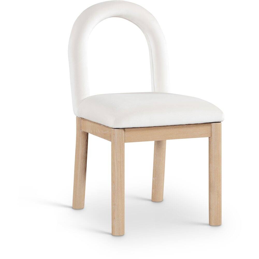 Front. Meridian Furniture - Conrad Cream Velvet Dining Chair - Beige.