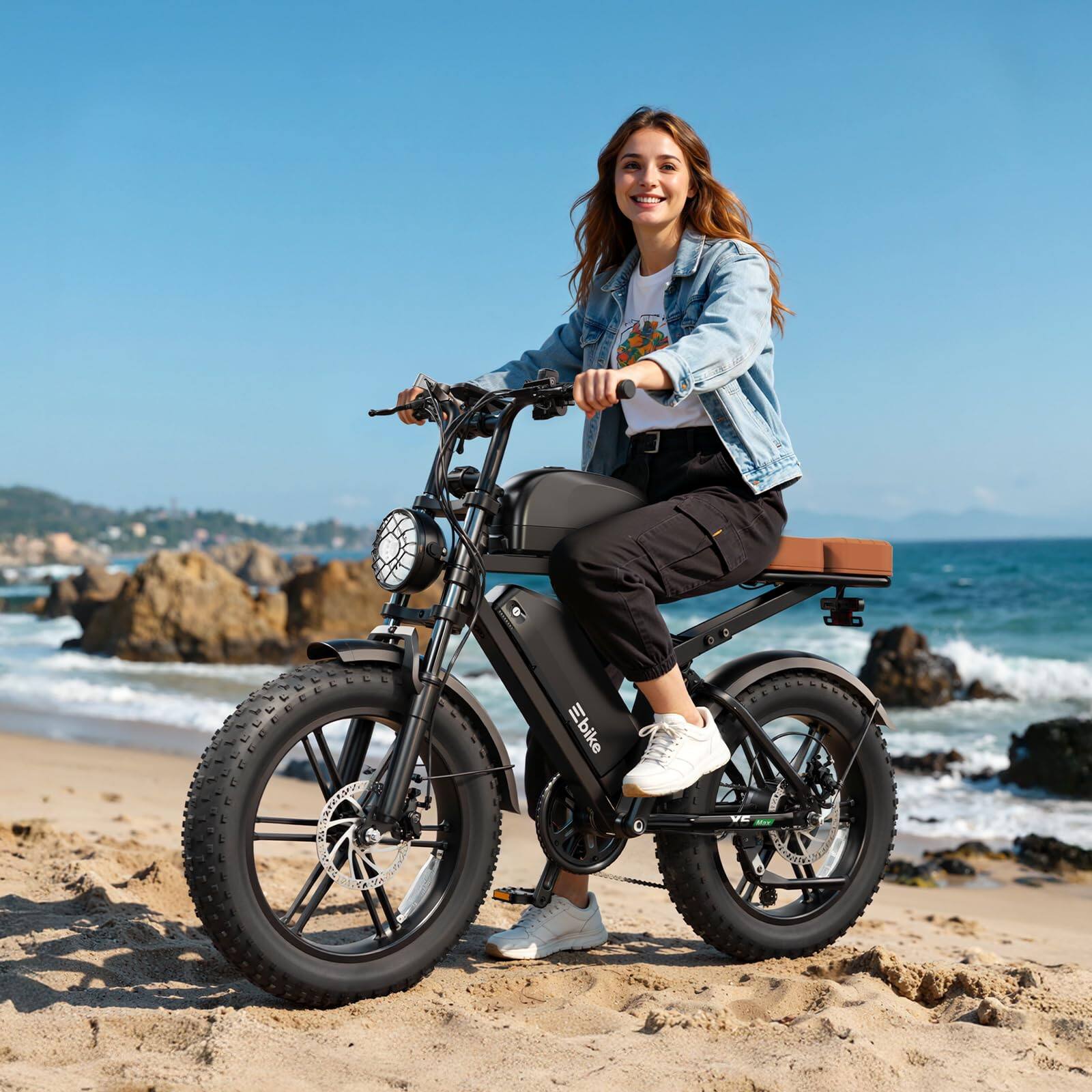 Alt View 4. TST GRP - 20" 1500W Peak Electric Bike for Adults, 48V 15AH, E Bike for City Commuting, Off-Roading, Mountain - Black.