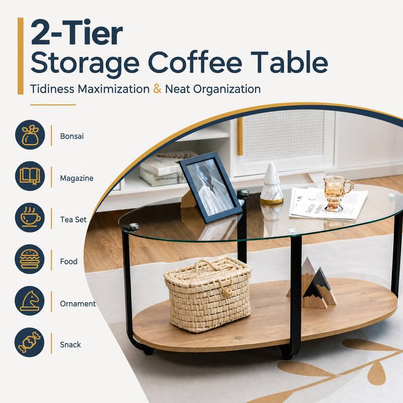 2-Tier Storage Coffee Table  
Tidiness Maximization & Neat Organization

- Bonsai
- Magazine
- Tea Set
- Food
- Ornament
- Snack