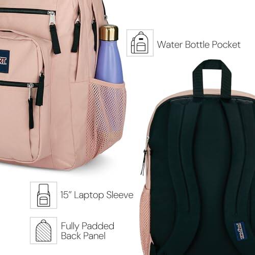 Water Bottle Pocket  
15" Laptop Sleeve  
Fully Padded Back Panel