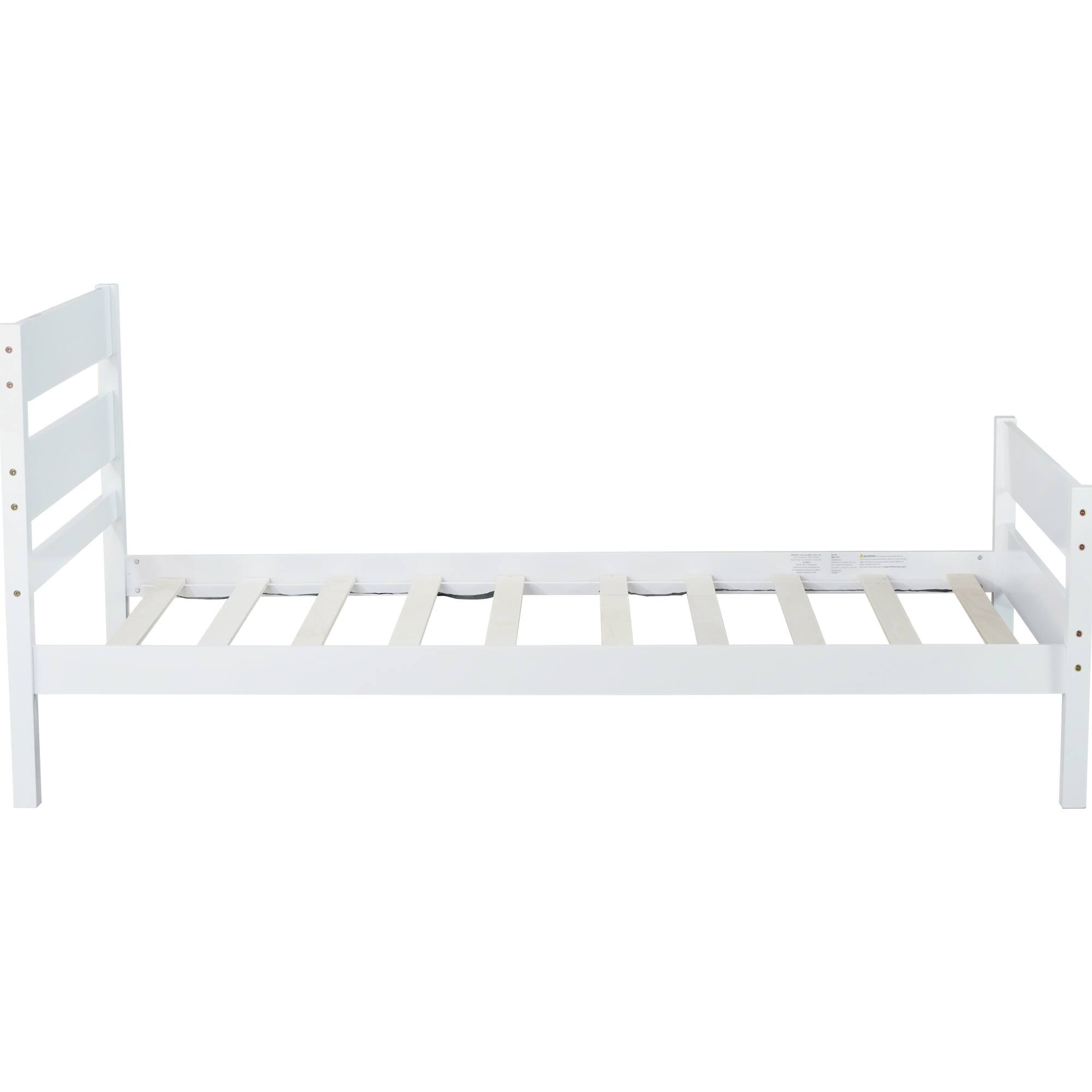 Alt View 10. GOODSILO - Twin Size Wooden Bed with Headboard and Footboard - Minimalist Design with Underneath Storage - White.