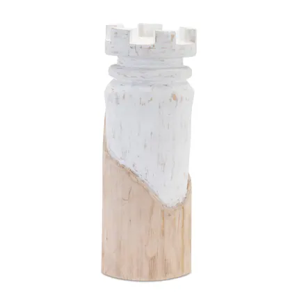 Front. BreeBe - Mango Wood Chess Piece (Set of 2) - White, Brown.