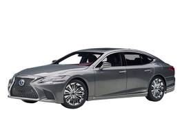 Lexus LS500h Manganese Luster Gray Metallic with Crimson and Black Interior 1/18 Model Car by Autoart