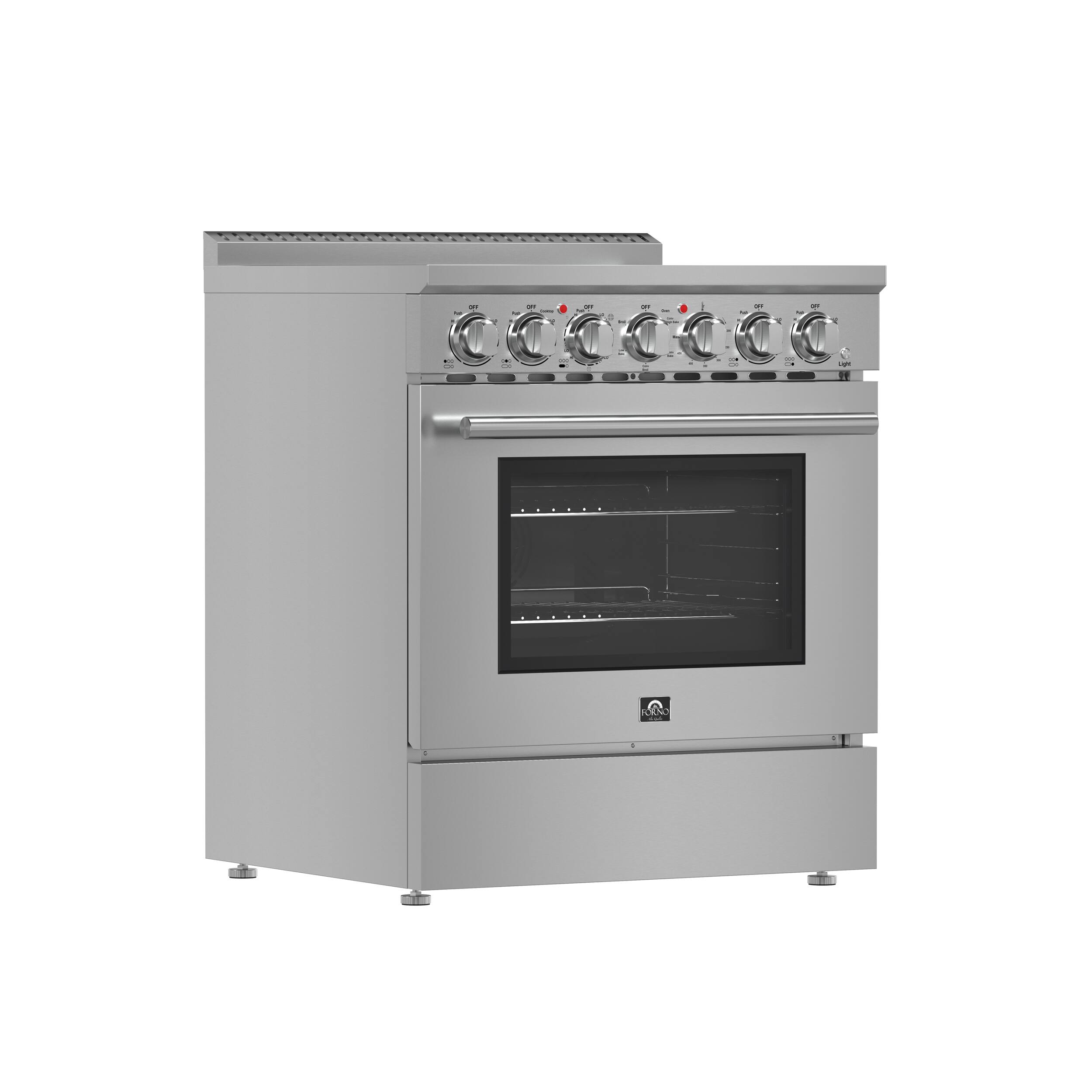 Angle. Forno Appliances - Paolo 4.38 cu. ft. Freestanding Electric True Convection Range with Warming Zone - Silver.