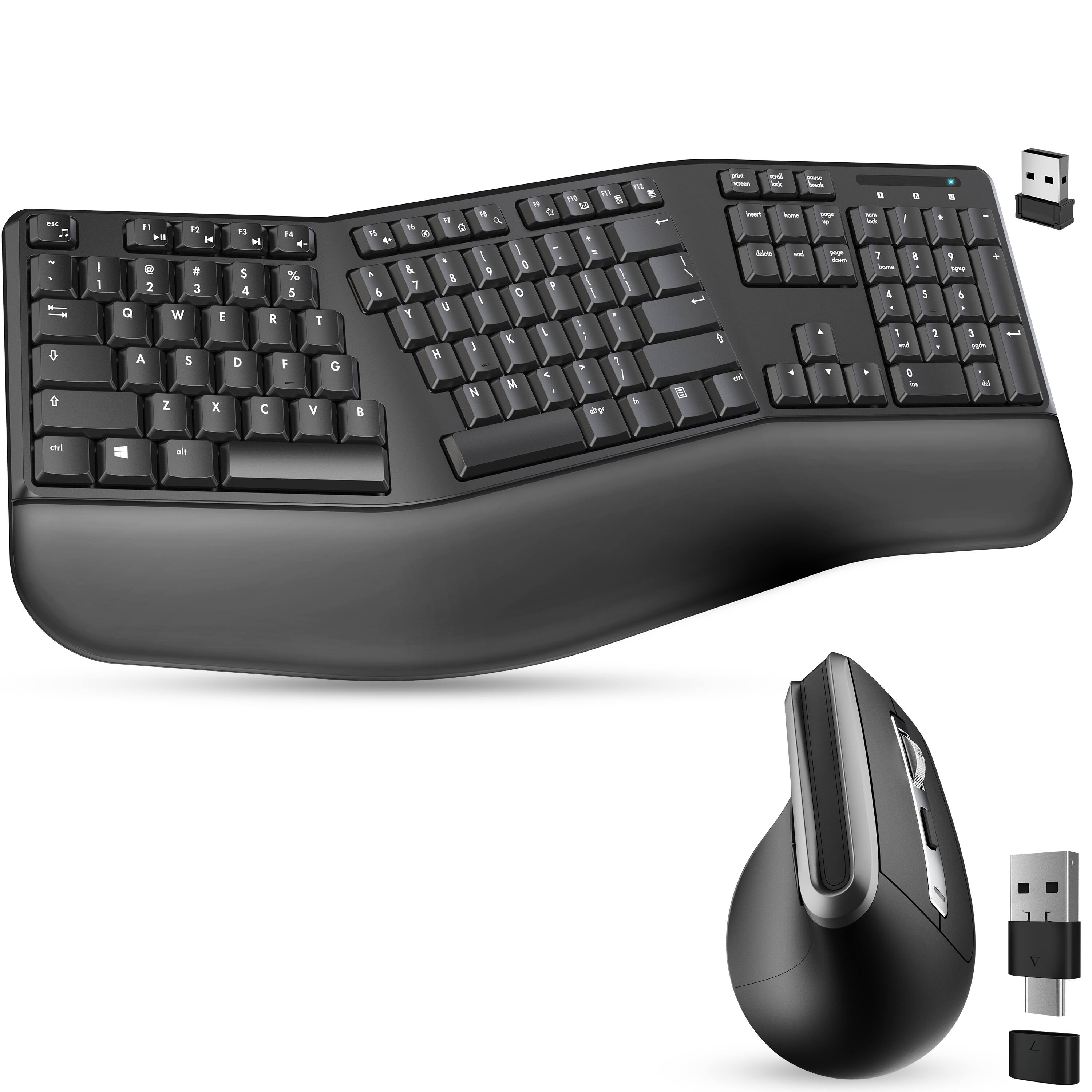 Front. Delton - Delton G20 Wireless Ergonomic Keyboard & Optical Vertical Mouse Set (DKMKITERG20-WB) - Black.