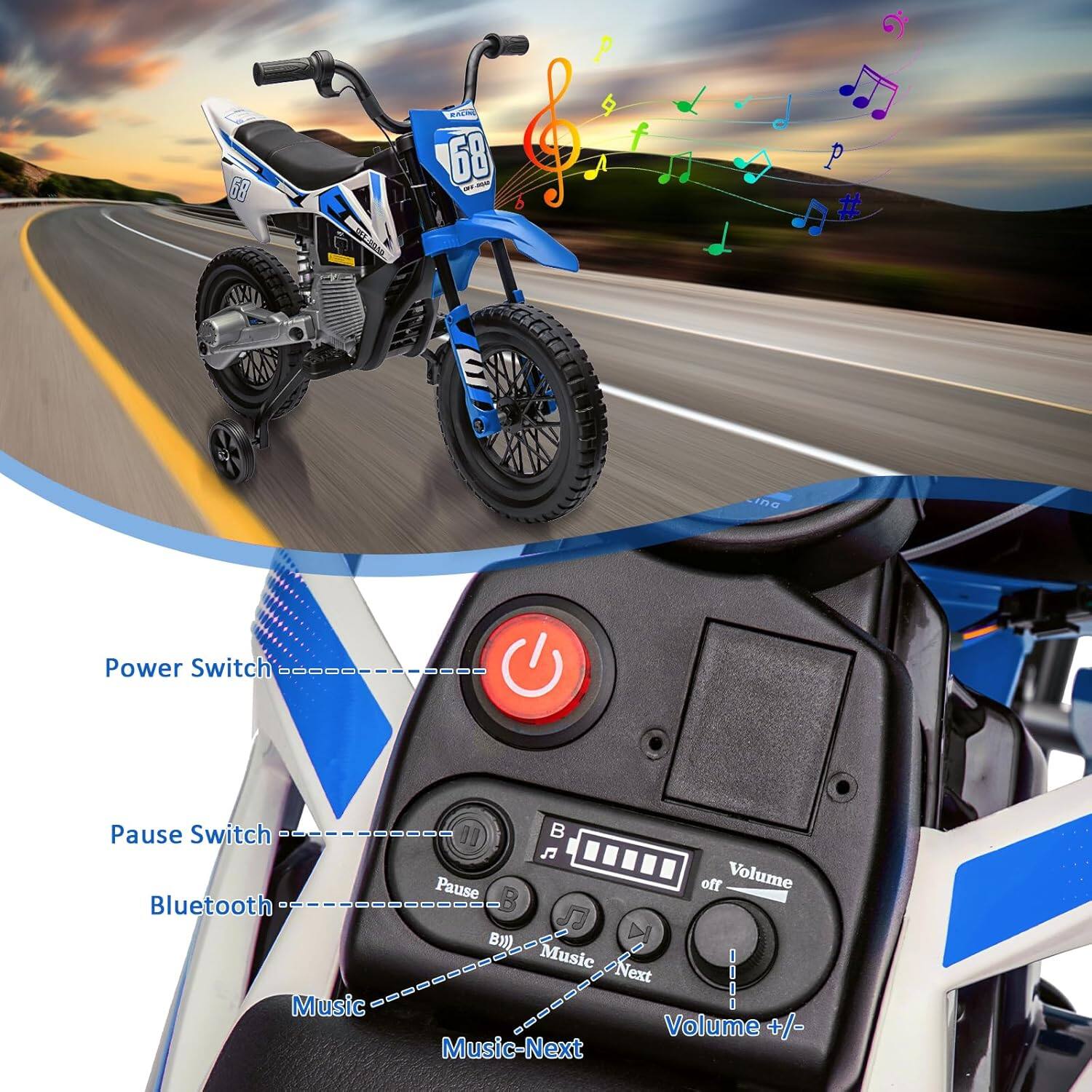 68 RA 68 - ina Power Switch Pause Switch Bluetooth Music UE

- Power Switch
- Pause Switch
- Bluetooth
- Music
- Music-Next
- Volume +/-