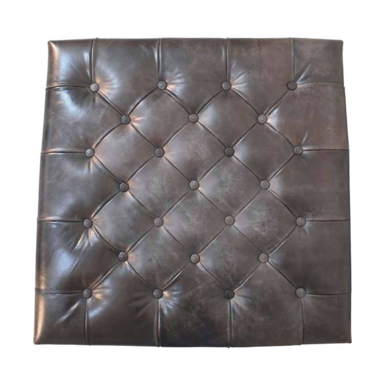 Alt View 4. Artisan Furniture - Artisan Furniture Solid Wood Black Leather Upholstered Ottoman, Black - Black.