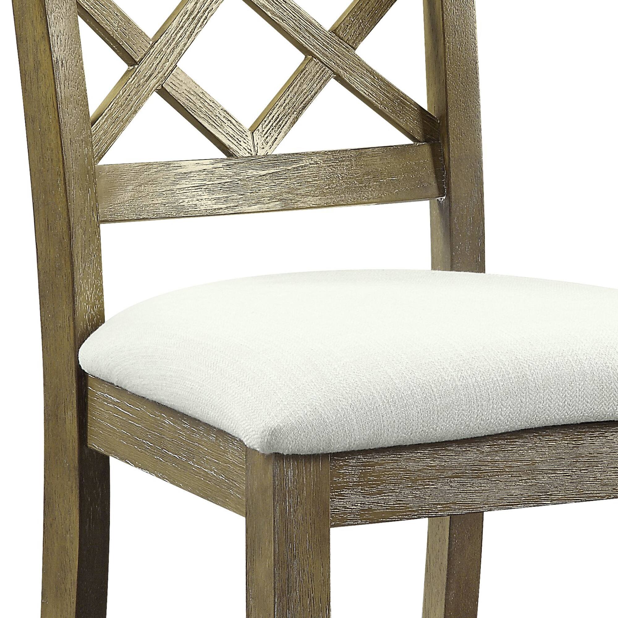 Alt View 1. GOODSILO - Elegant Beige Linen Upholstered Side Chair with Rustic Oak Finish, Set of 2 - Beige+Oak.