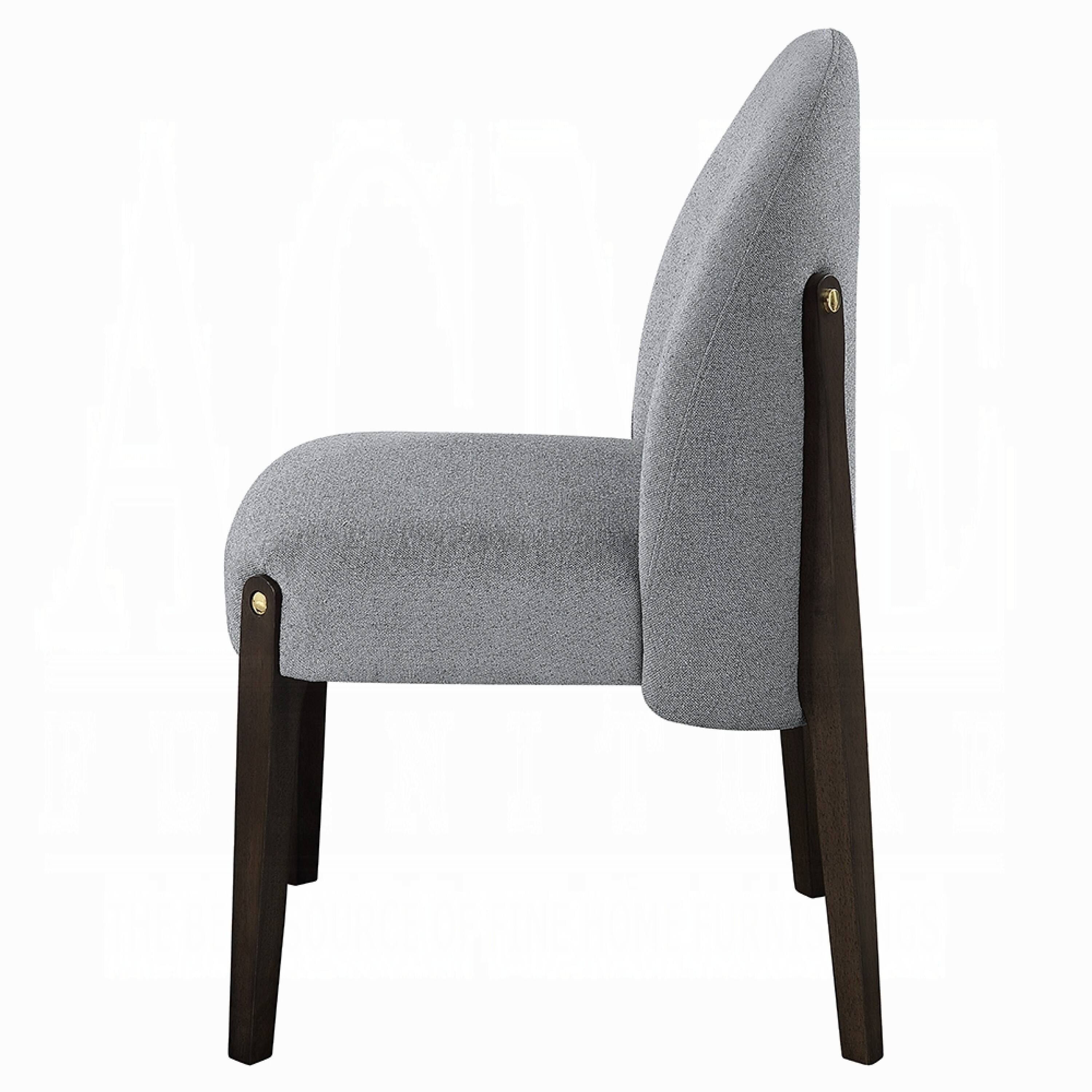 Alt View 3. Manhattan Lane - Jeh Side Dining Chair Set of 2, Gray Chenille - Gray, Espresso Brown.