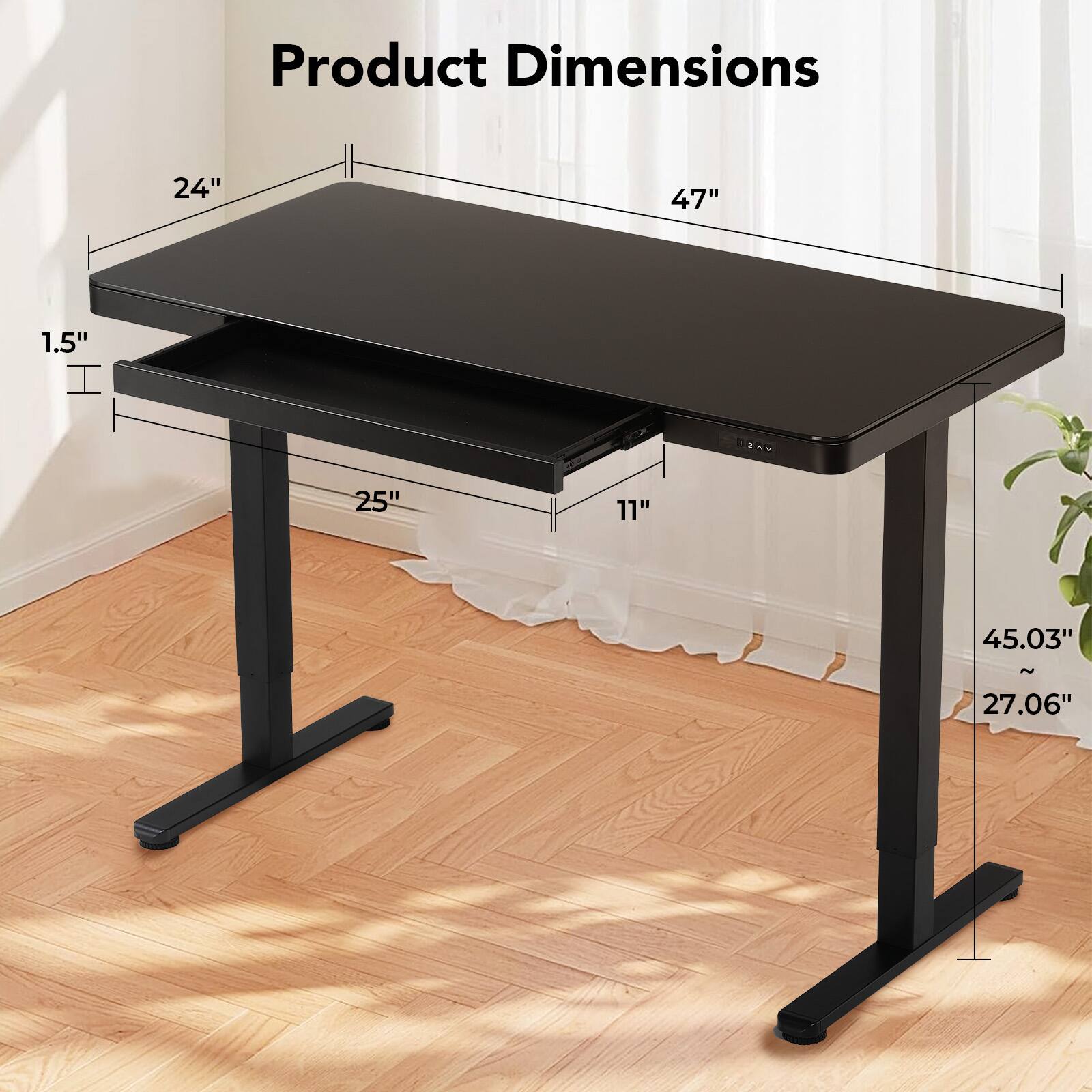 Product Dimensions 24" 47" 1.5" 25" 11" 45.03" ~ 27.06"