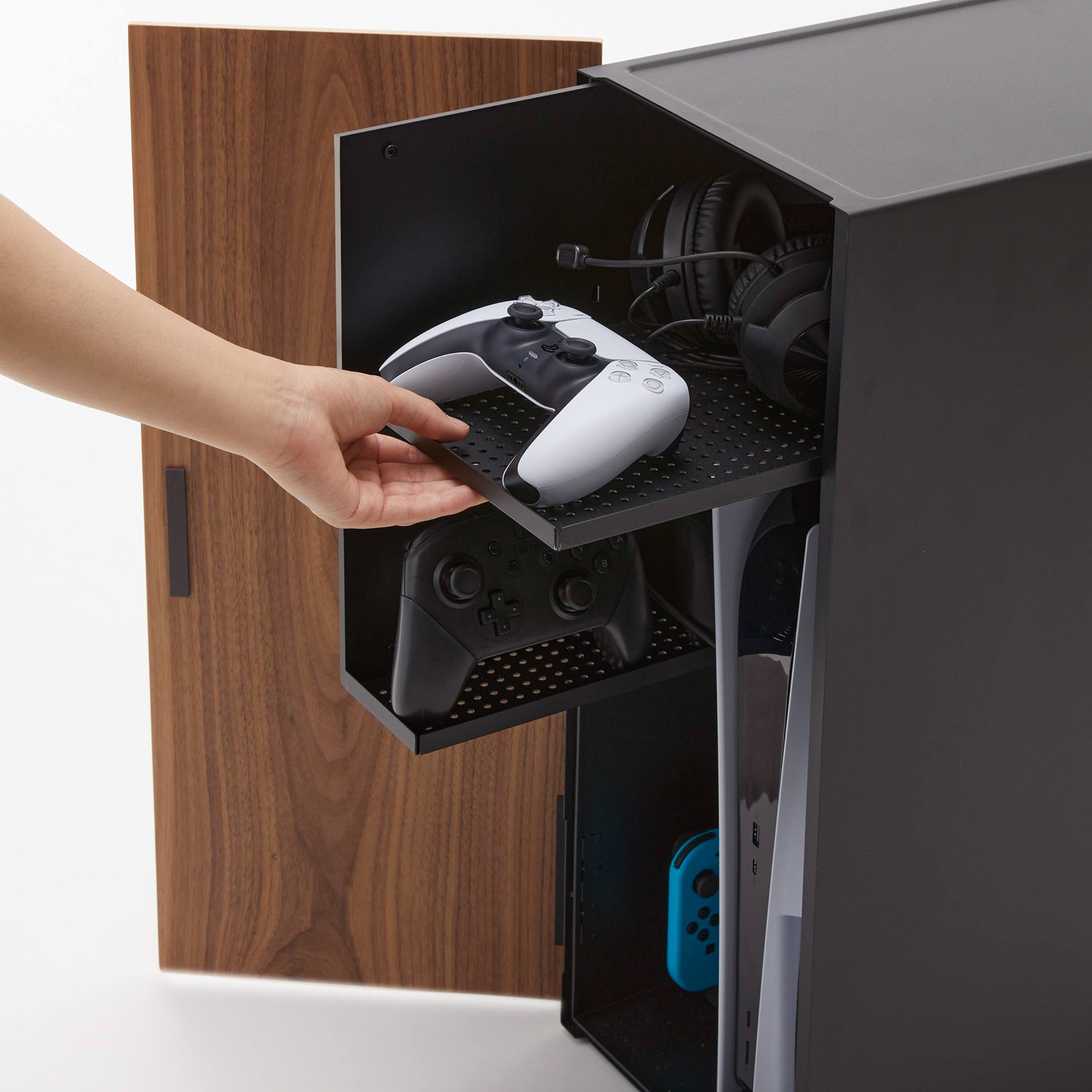 Alt View 6. Yamazaki Home - Video Game Storage Cabinet - Steel - Black.