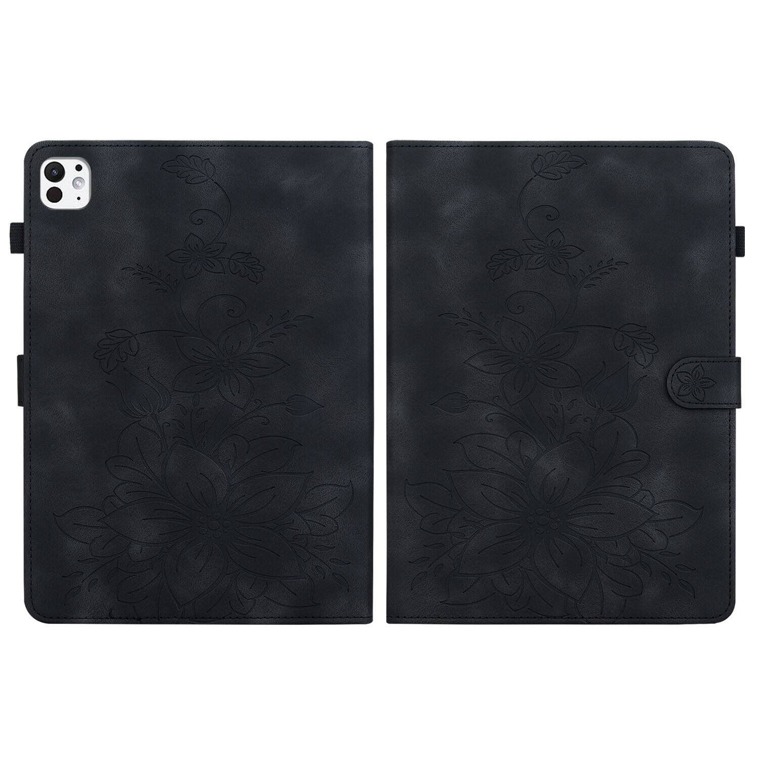 Alt View 1. Dteck - Foilo Case for Apple iPad Pro (M5) 11" 2025 & (M4) 2024,Embossed Pattern PU Leather Flip Card Holder Kickstand Cover - Black.