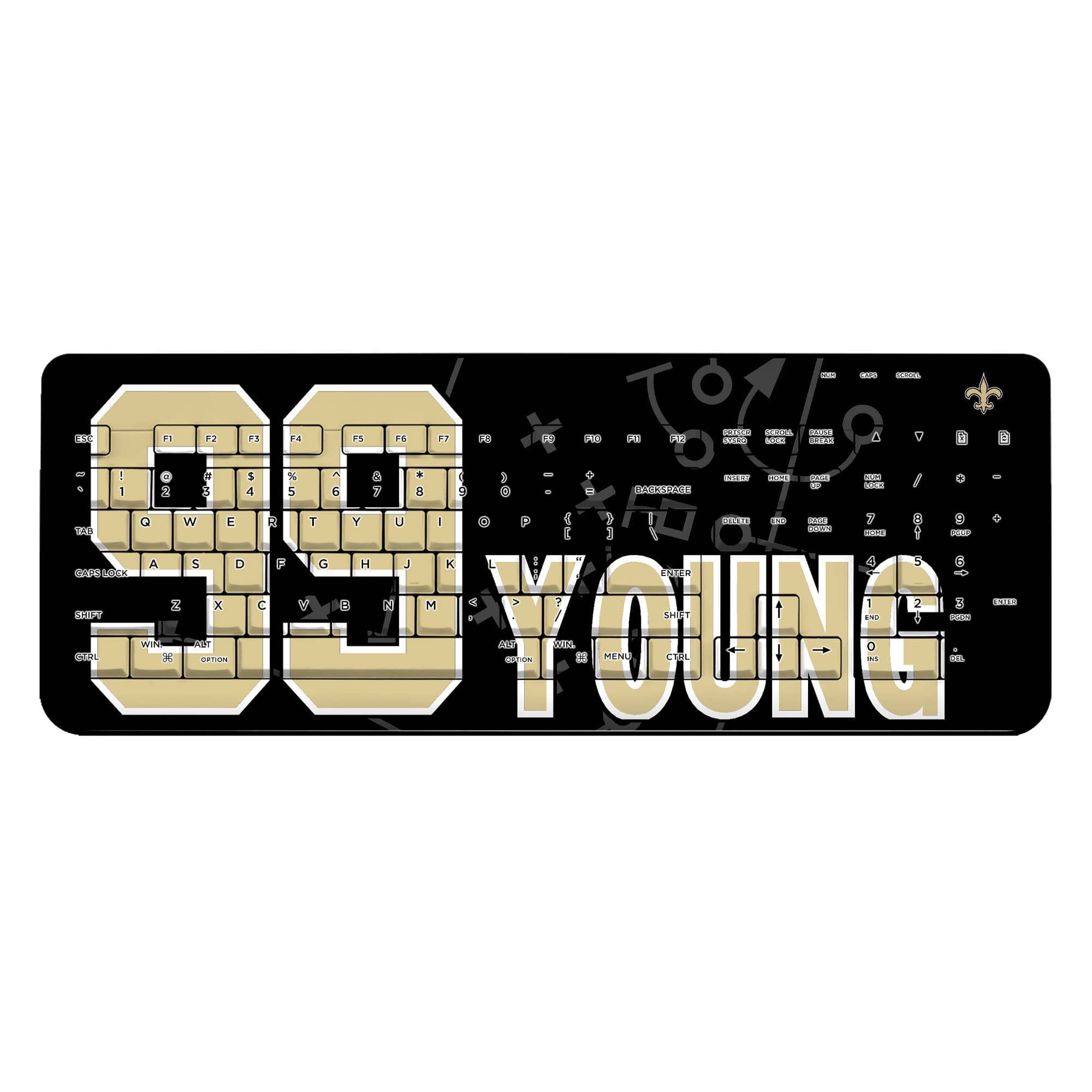 Keyscaper - Chase Young New Orleans Saints Wireless Keyboard - Black