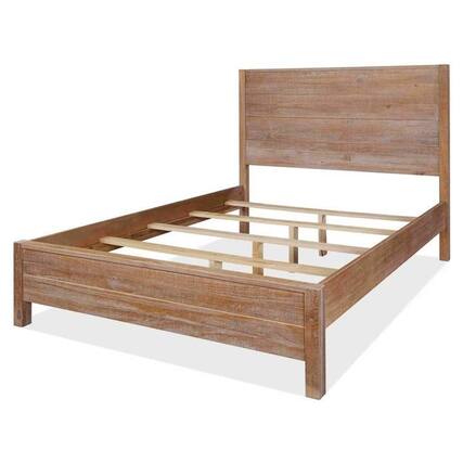 Front. Hivvago - Hivvago FarmHome Solid Pine Platform Bed in Queen Size - Brown.
