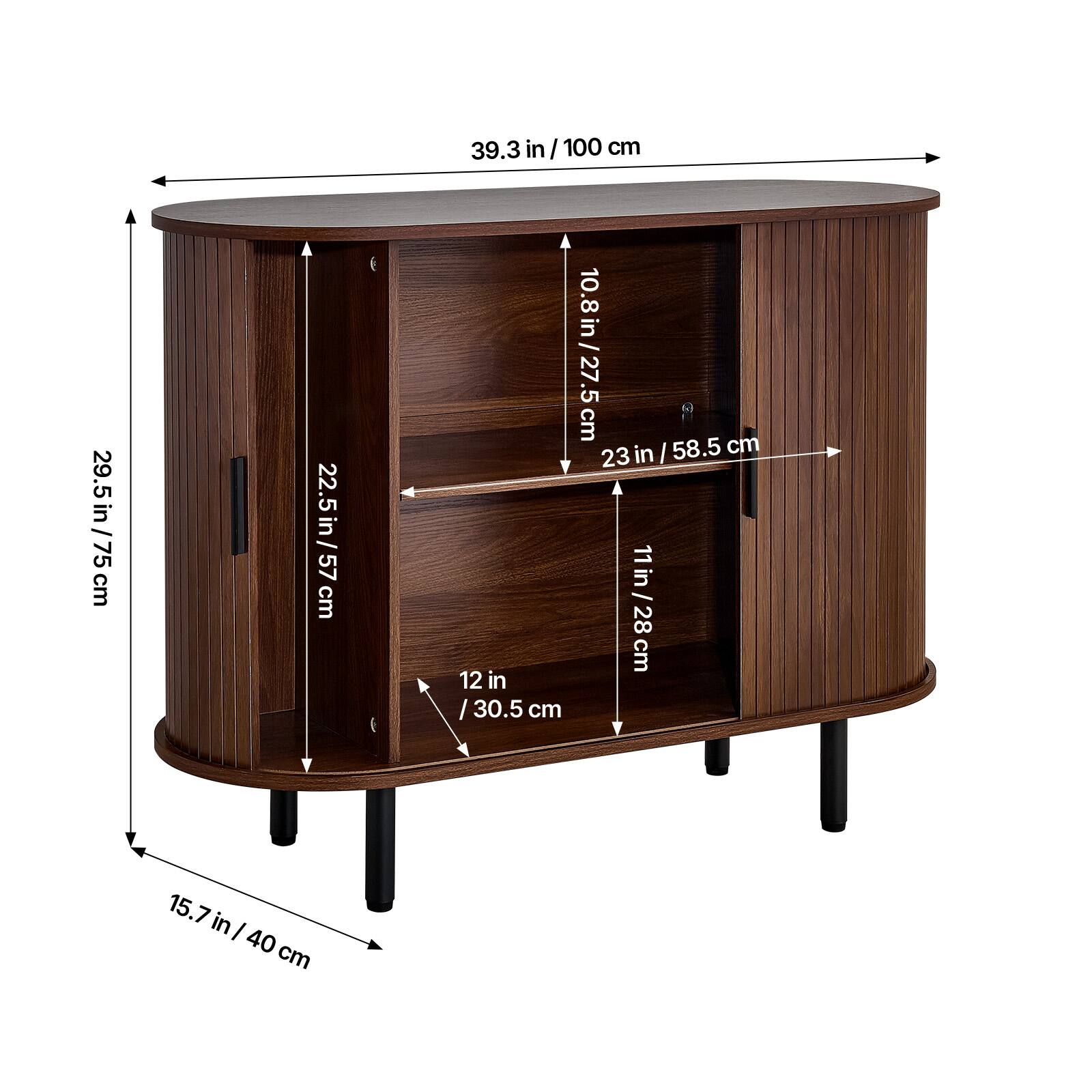 39.3 in / 100 cm  
29.5 in / 75 cm  
22.5 in / 57 cm  
12 in / 30.5 cm  
10.8 in / 27.5 cm  
23 in / 58.5 cm  
11 in / 28 cm  
15.7 in / 40 cm