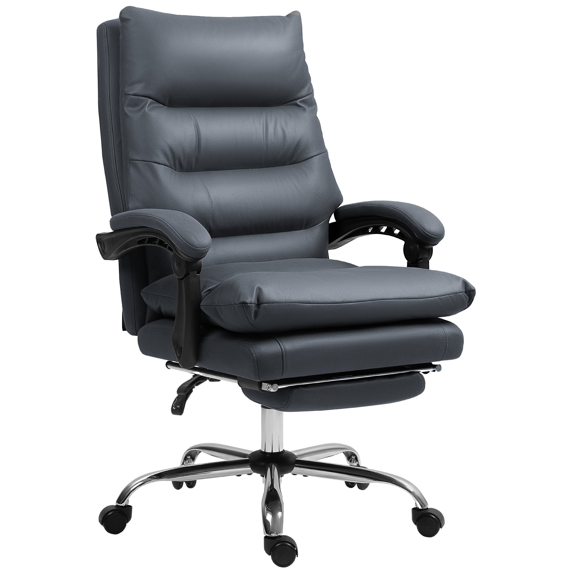 Front. Vinsetto - Massage Office Chair, Heated Reclining Chair with Footrest, Double-tier Padding, Swivel Wheels - Dark Gray.