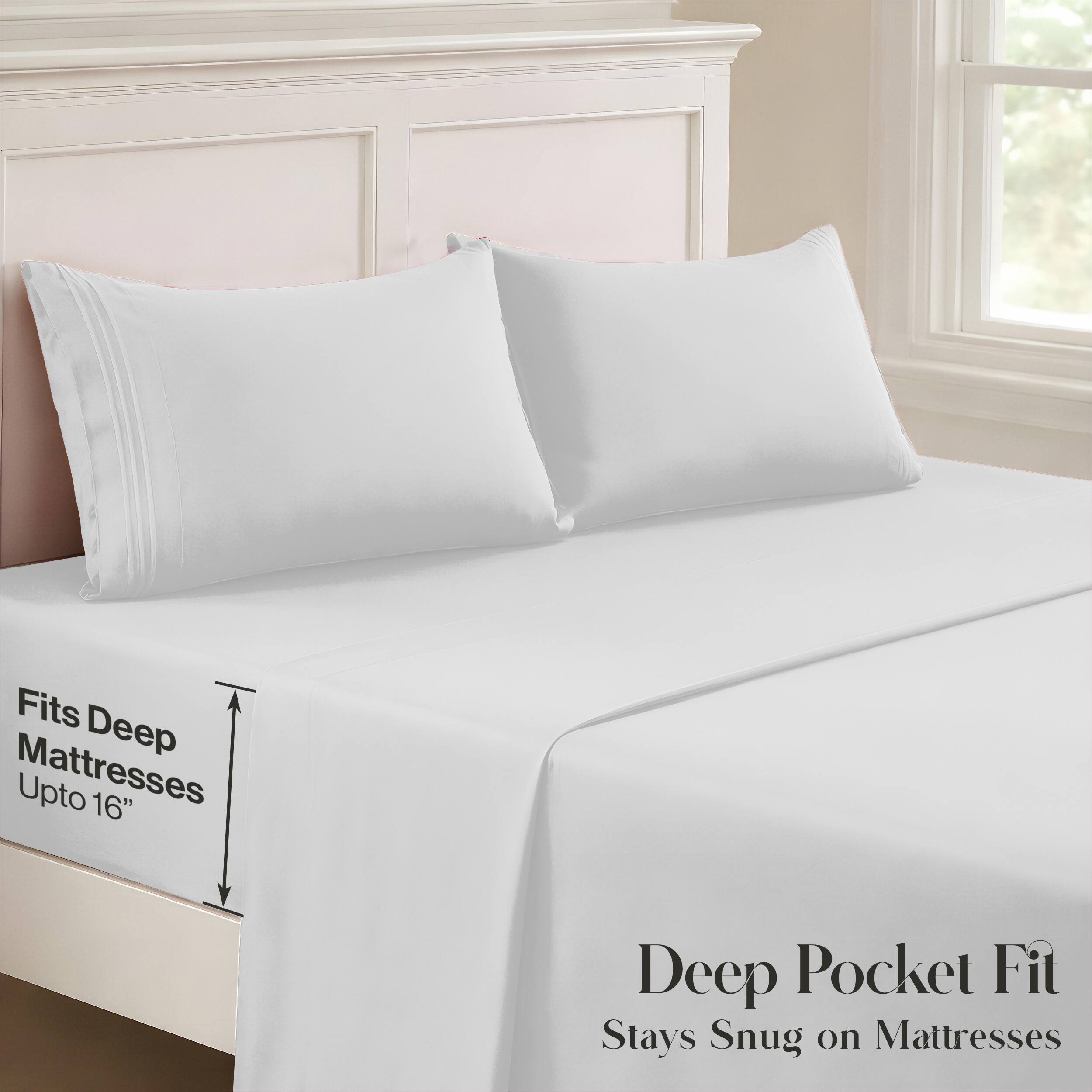 Fits Deep Mattresses Upto 16" Deep Pocket Fit Stays Snug on Mattresses