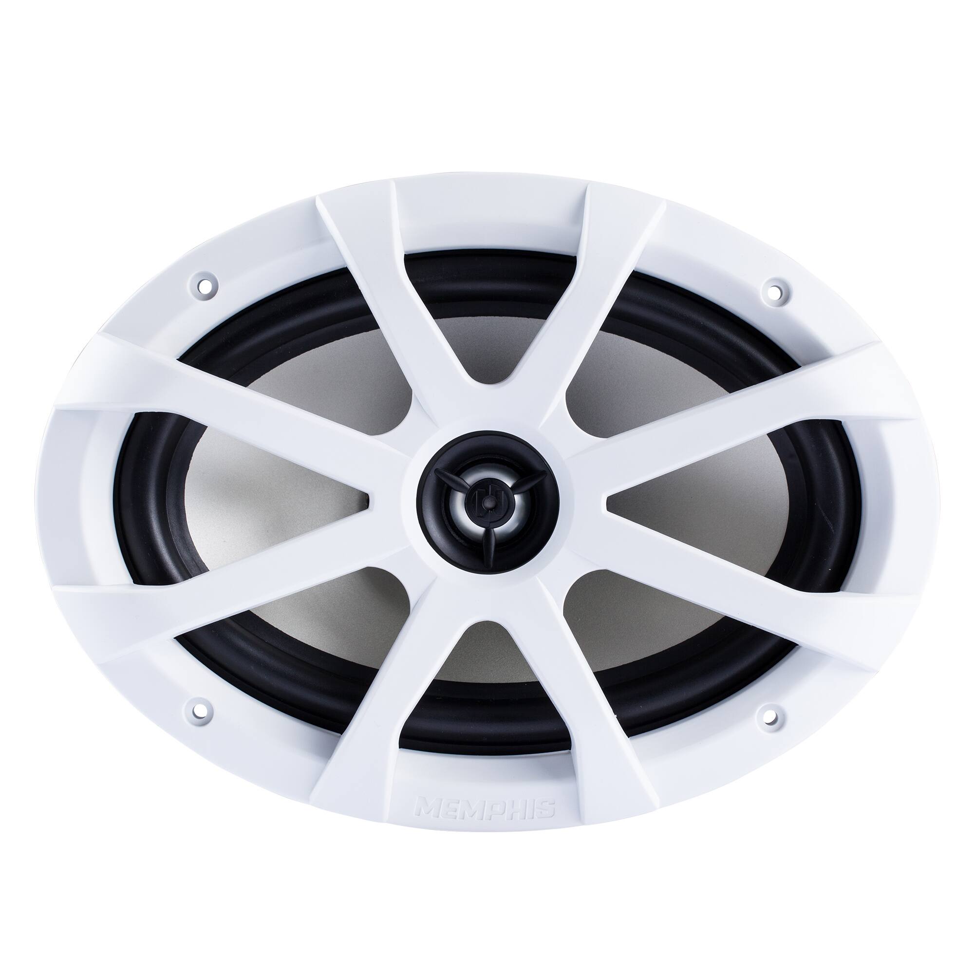 Alt View 1. Memphis Car Audio - Memphis Audio 6x9 LED Marine Coaxial Speakers - 1 Pair (2 Units) - OEM Bulk Pack MXA69L With White Grilles - Black/Gray.