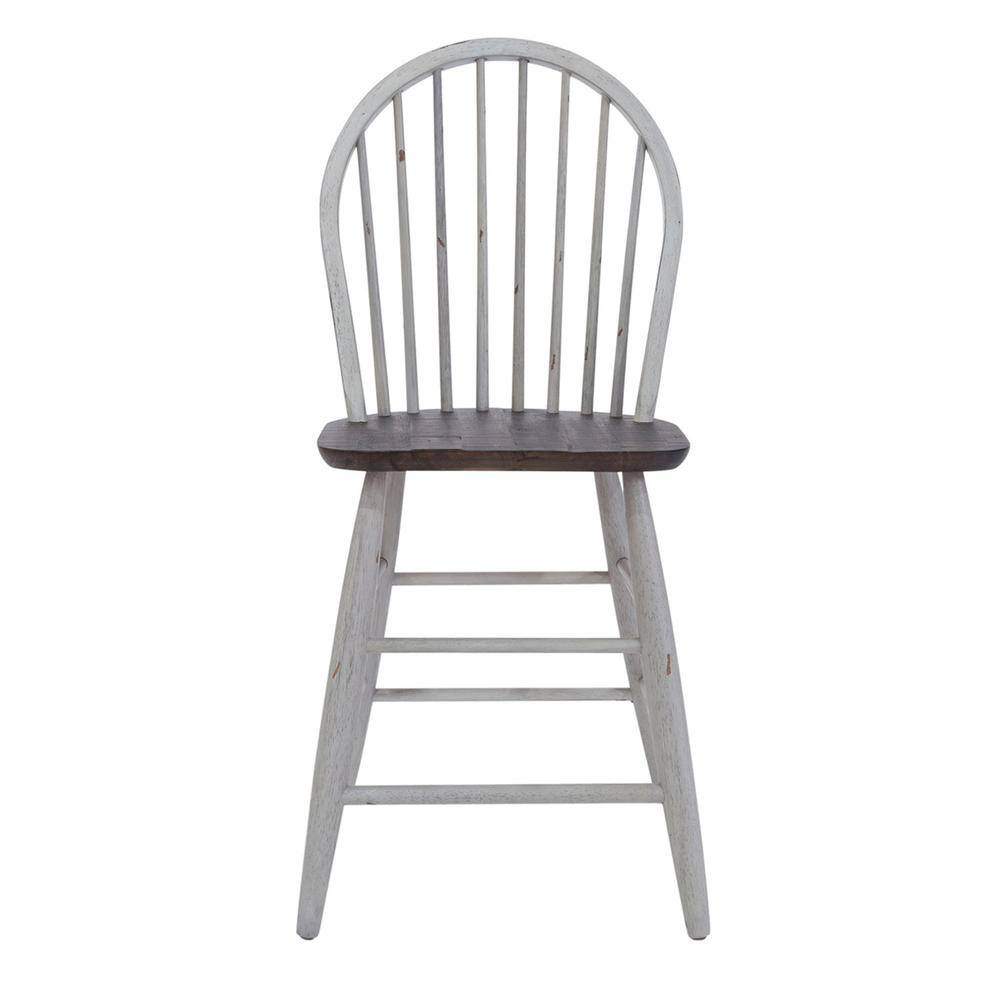 Left. Liberty Furniture Industries - Farmhouse Windsor Back Counter Chair in Two Tone White w/ Wood Tone Top - White.