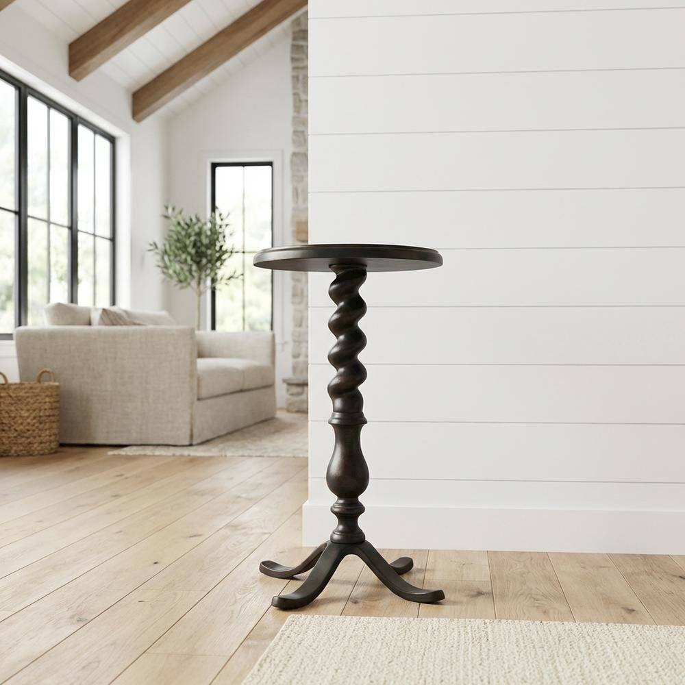 Alt View 4. Starlight Canyon Home - Twisted Rope Round Side Table, Transitional Accent End Table for Living Room - Gray.