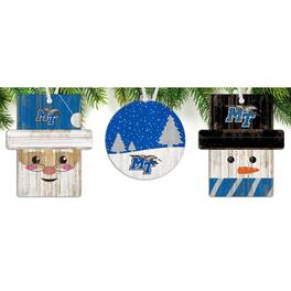 Fan Creations - MTSU Blue Raiders 3-Pack Ornament Set - Multicolor