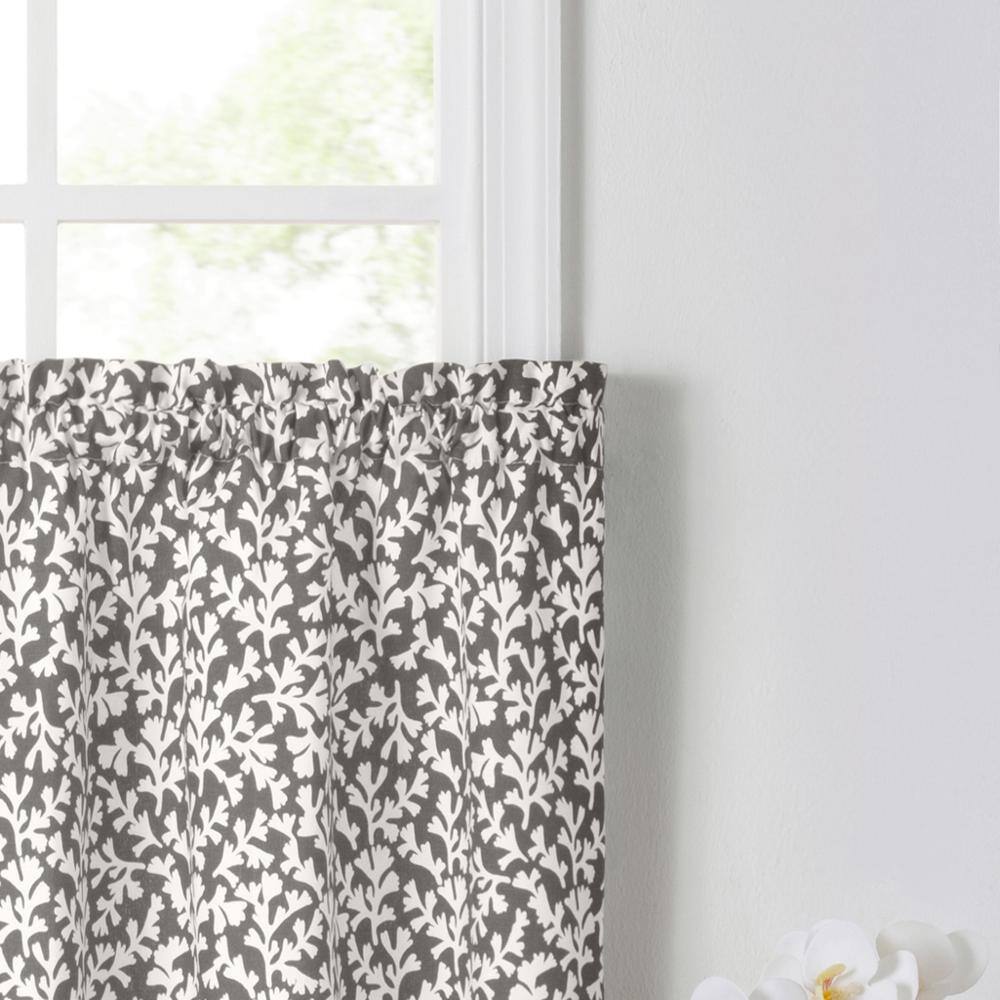 Left. Ellis Curtain - Ellis Curtain Sea Tumble Window Treatment 1.5" Rod Pocket 100% Cotton Curtain Tiers 50" x 36" Grey - Grey.