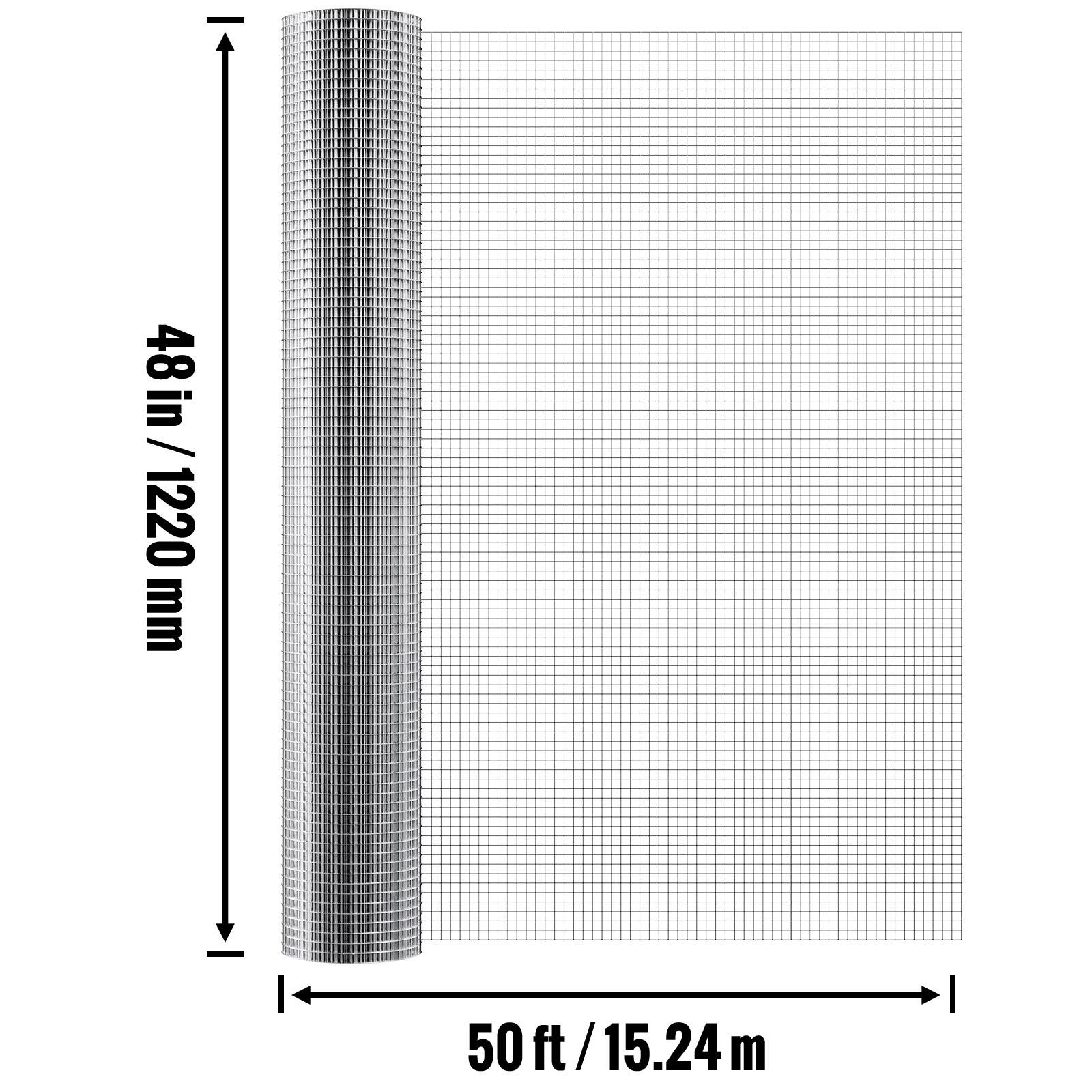 48 in / 1220 mm, 50 ft / 15.24 m
