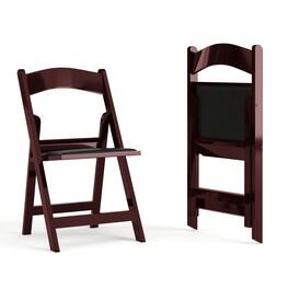 Emma + Oliver - Folding Chair - Resin– 2 Pack 800LB Weight Capacity Event Chair - Red Mahogany