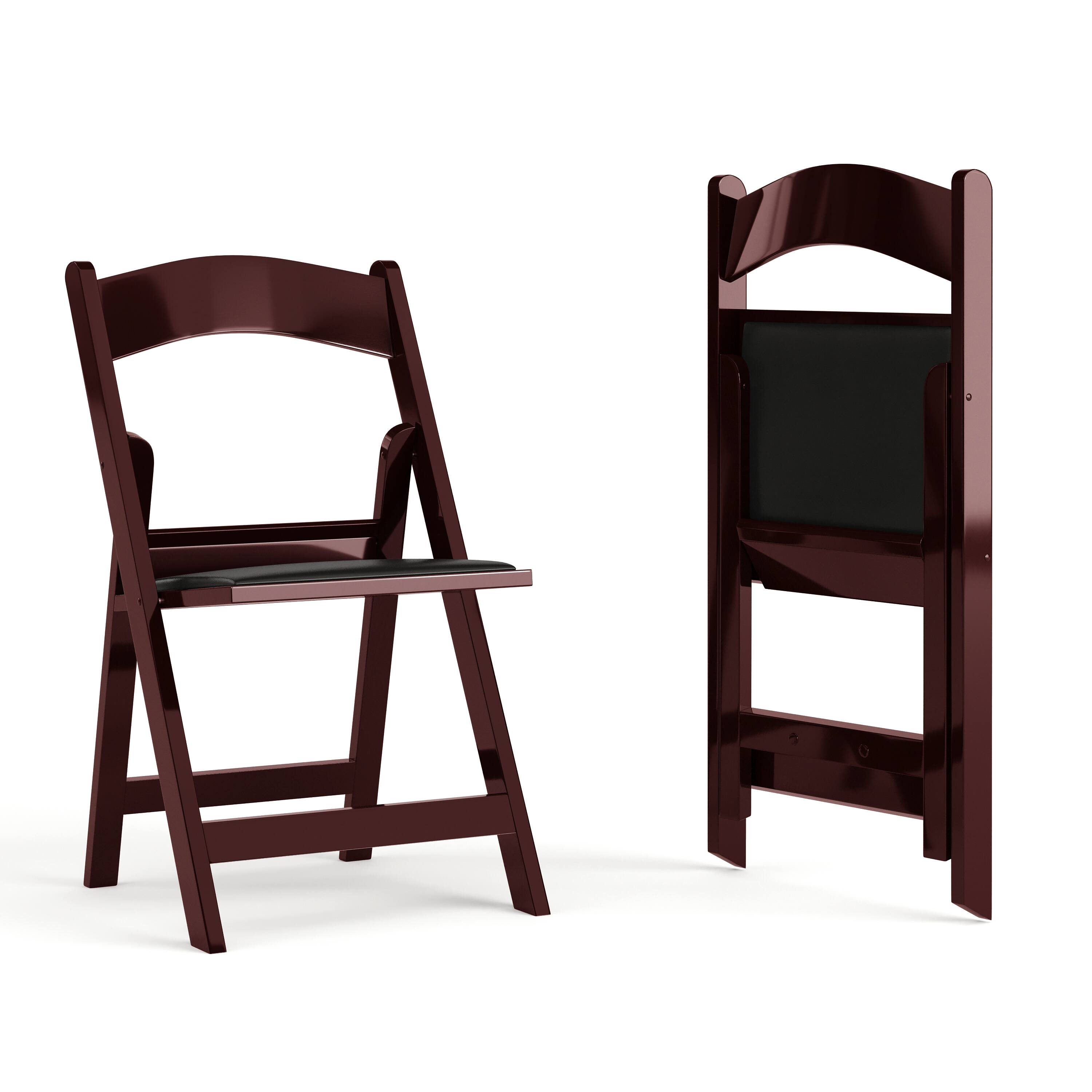 Front. Emma + Oliver - Folding Chair - Resin– 2 Pack 800LB Weight Capacity Event Chair - Red Mahogany.