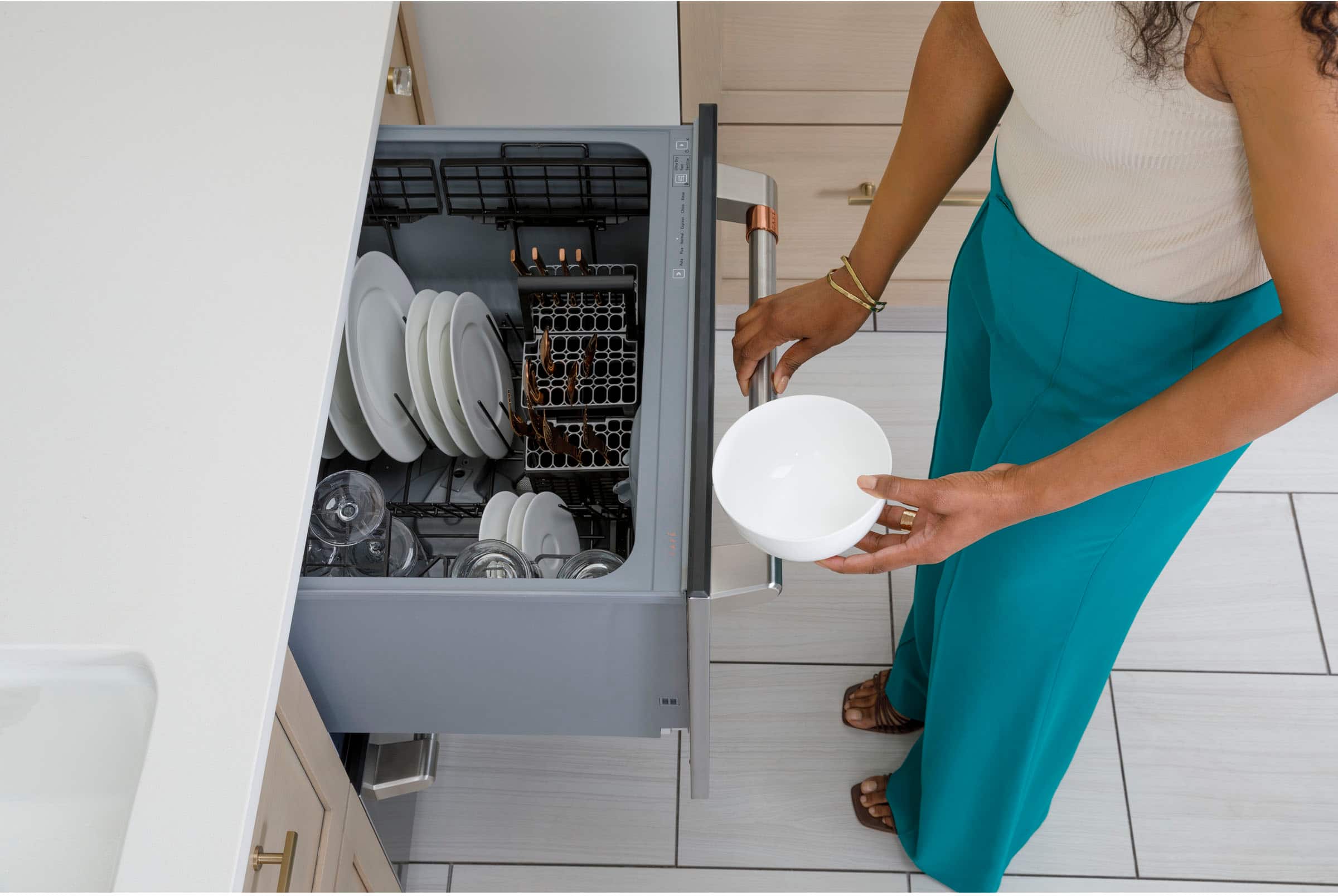 Alt View 18. Café - 24" Top Control Built-In Double Drawer Dishwasher, Customizable - Stainless Steel.